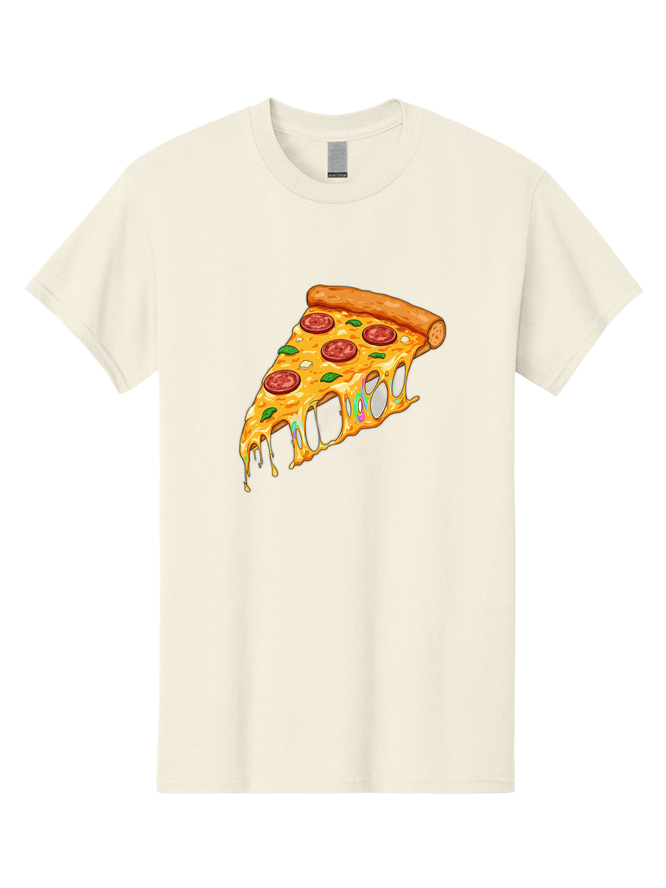 Slice-Of-Pizza Men'S Graphic Tee, 100% Cotton, Comfortable Casual Summer Wear, Machine Washable, Melted Cheese, Pepperoni Pizza, Cheesy Goodness, Melted Mozzarella, Savory Delight, Italian Cuisine, Pizza Love, Tasty Treat, Foodie Favorite Bac421