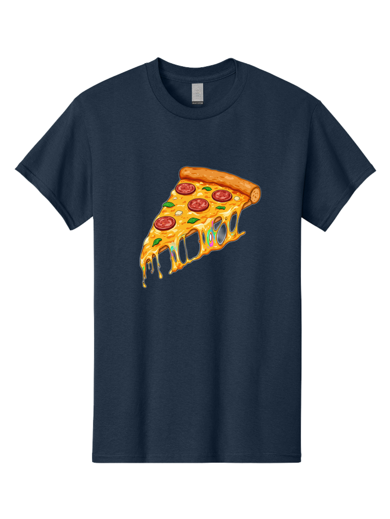 Slice-Of-Pizza Men'S Graphic Tee, 100% Cotton, Comfortable Casual Summer Wear, Machine Washable, Melted Cheese, Pepperoni Pizza, Cheesy Goodness, Melted Mozzarella, Savory Delight, Italian Cuisine, Pizza Love, Tasty Treat, Foodie Favorite Bac421