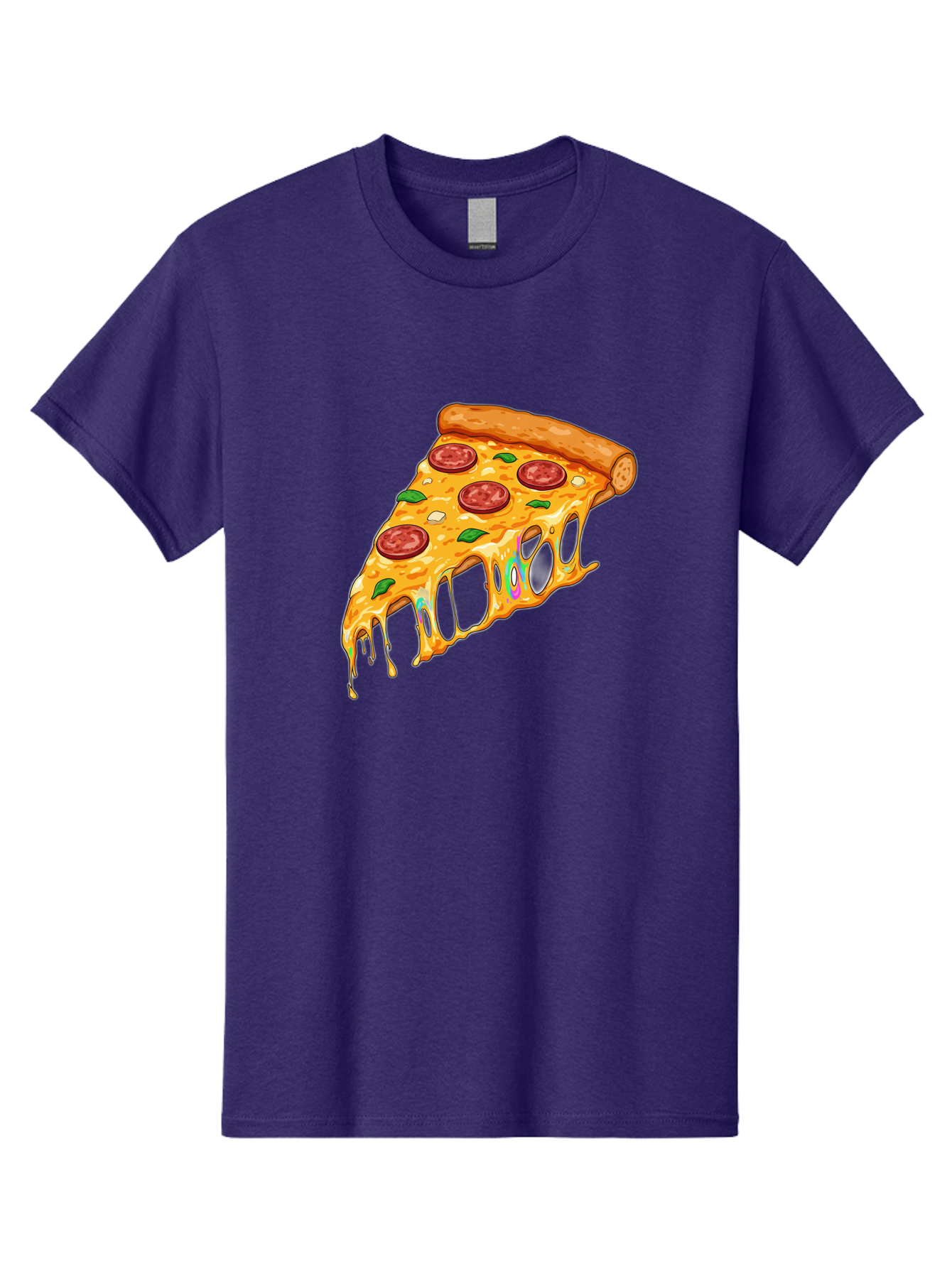 Slice-Of-Pizza Men'S Graphic Tee, 100% Cotton, Comfortable Casual Summer Wear, Machine Washable, Melted Cheese, Pepperoni Pizza, Cheesy Goodness, Melted Mozzarella, Savory Delight, Italian Cuisine, Pizza Love, Tasty Treat, Foodie Favorite Bac421