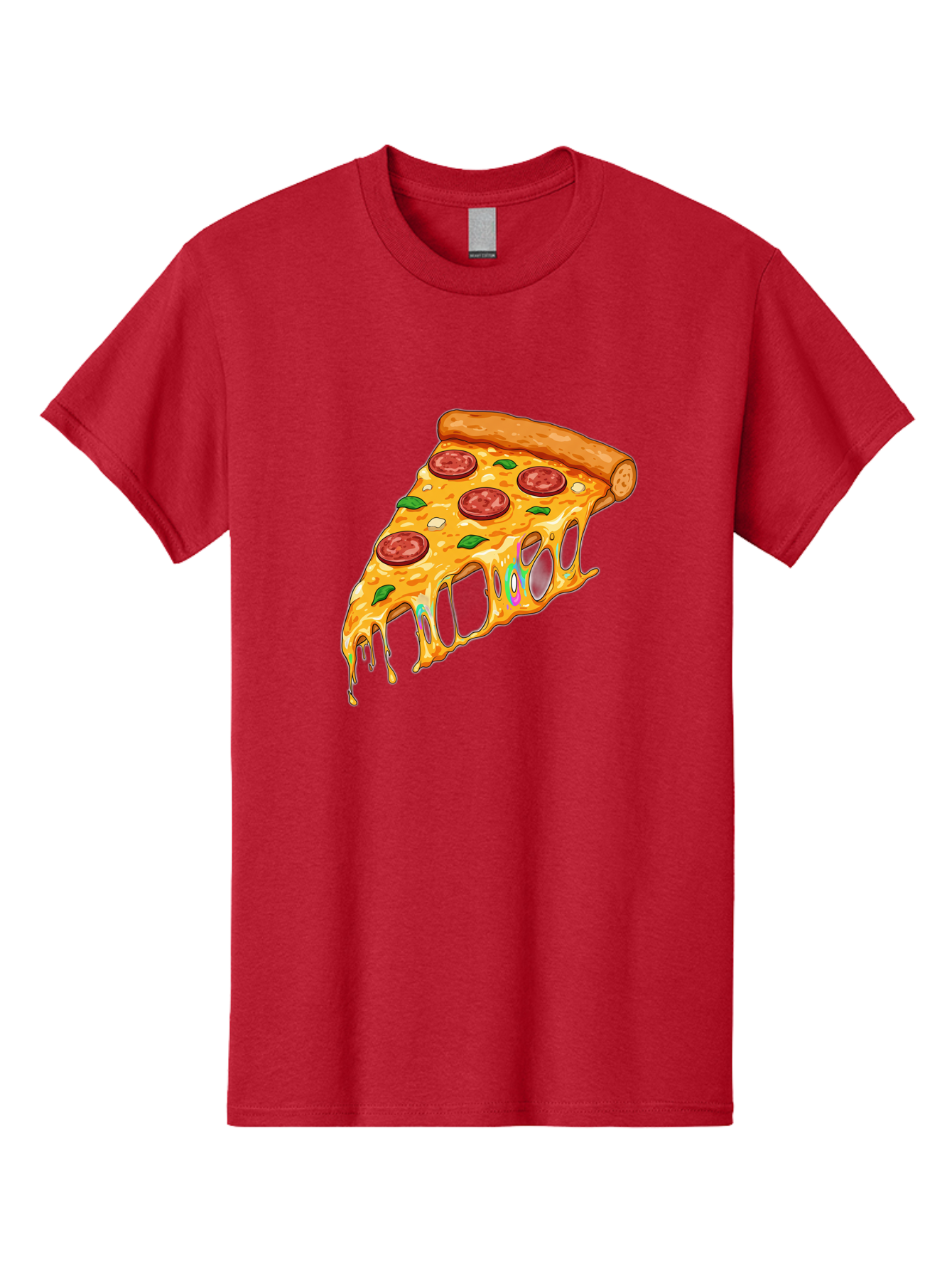 Slice-Of-Pizza Men'S Graphic Tee, 100% Cotton, Comfortable Casual Summer Wear, Machine Washable, Melted Cheese, Pepperoni Pizza, Cheesy Goodness, Melted Mozzarella, Savory Delight, Italian Cuisine, Pizza Love, Tasty Treat, Foodie Favorite Bac421