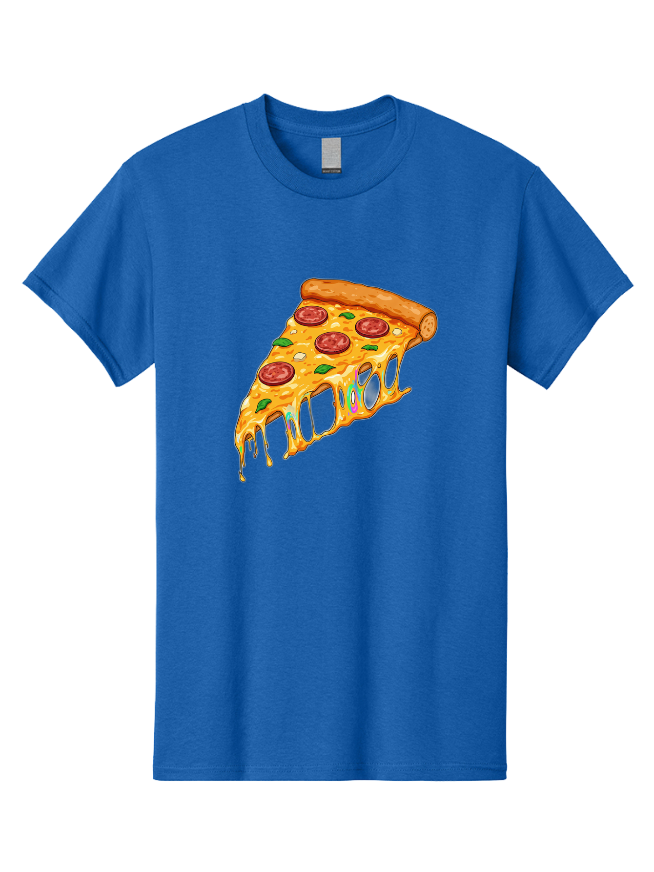 Slice-Of-Pizza Men'S Graphic Tee, 100% Cotton, Comfortable Casual Summer Wear, Machine Washable, Melted Cheese, Pepperoni Pizza, Cheesy Goodness, Melted Mozzarella, Savory Delight, Italian Cuisine, Pizza Love, Tasty Treat, Foodie Favorite Bac421