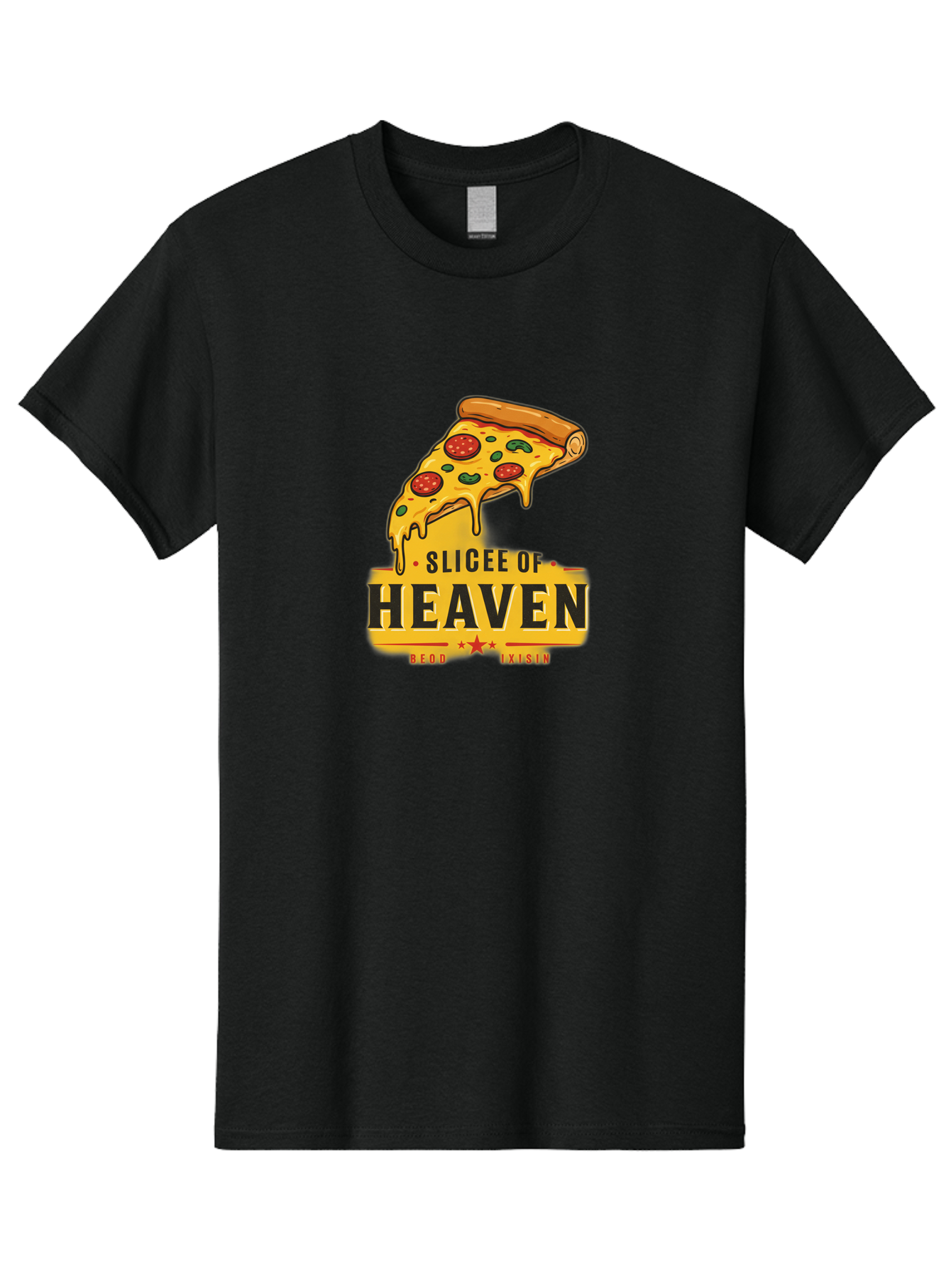 Slicee-Of-Heaven Men'S Graphic Tee, 100% Cotton, Comfortable Casual Summer Wear, Machine Washable, Cheesy Pizza Slice, Pepperoni Pizza, Melted Cheese, Food Logo, Pizza Branding, Heavenly Pizza, Foodie Graphics, Pizza Love, Culinary Art, Bac423