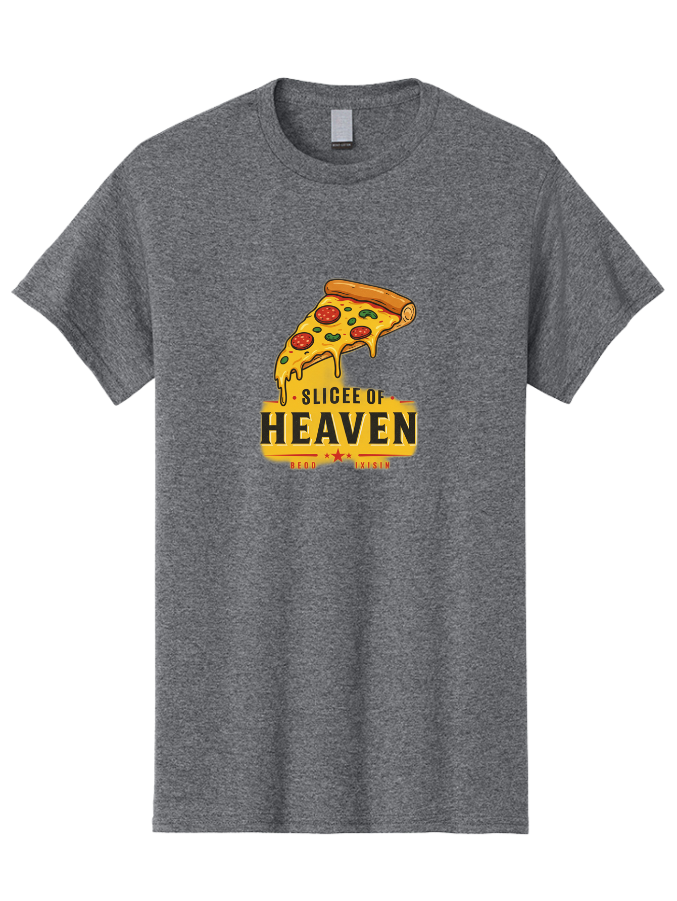 Slicee-Of-Heaven Men'S Graphic Tee, 100% Cotton, Comfortable Casual Summer Wear, Machine Washable, Cheesy Pizza Slice, Pepperoni Pizza, Melted Cheese, Food Logo, Pizza Branding, Heavenly Pizza, Foodie Graphics, Pizza Love, Culinary Art, Bac423