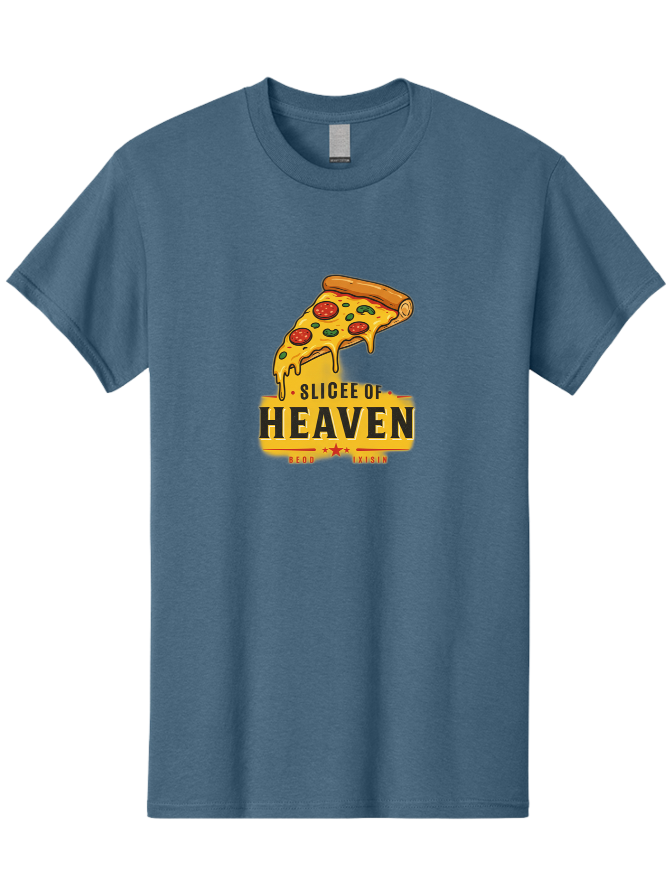 Slicee-Of-Heaven Men'S Graphic Tee, 100% Cotton, Comfortable Casual Summer Wear, Machine Washable, Cheesy Pizza Slice, Pepperoni Pizza, Melted Cheese, Food Logo, Pizza Branding, Heavenly Pizza, Foodie Graphics, Pizza Love, Culinary Art, Bac423