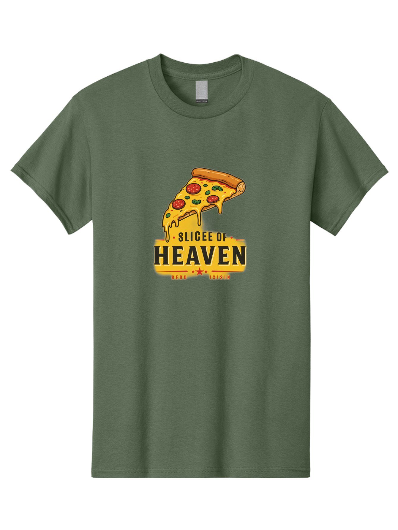 Slicee-Of-Heaven Men'S Graphic Tee, 100% Cotton, Comfortable Casual Summer Wear, Machine Washable, Cheesy Pizza Slice, Pepperoni Pizza, Melted Cheese, Food Logo, Pizza Branding, Heavenly Pizza, Foodie Graphics, Pizza Love, Culinary Art, Bac423