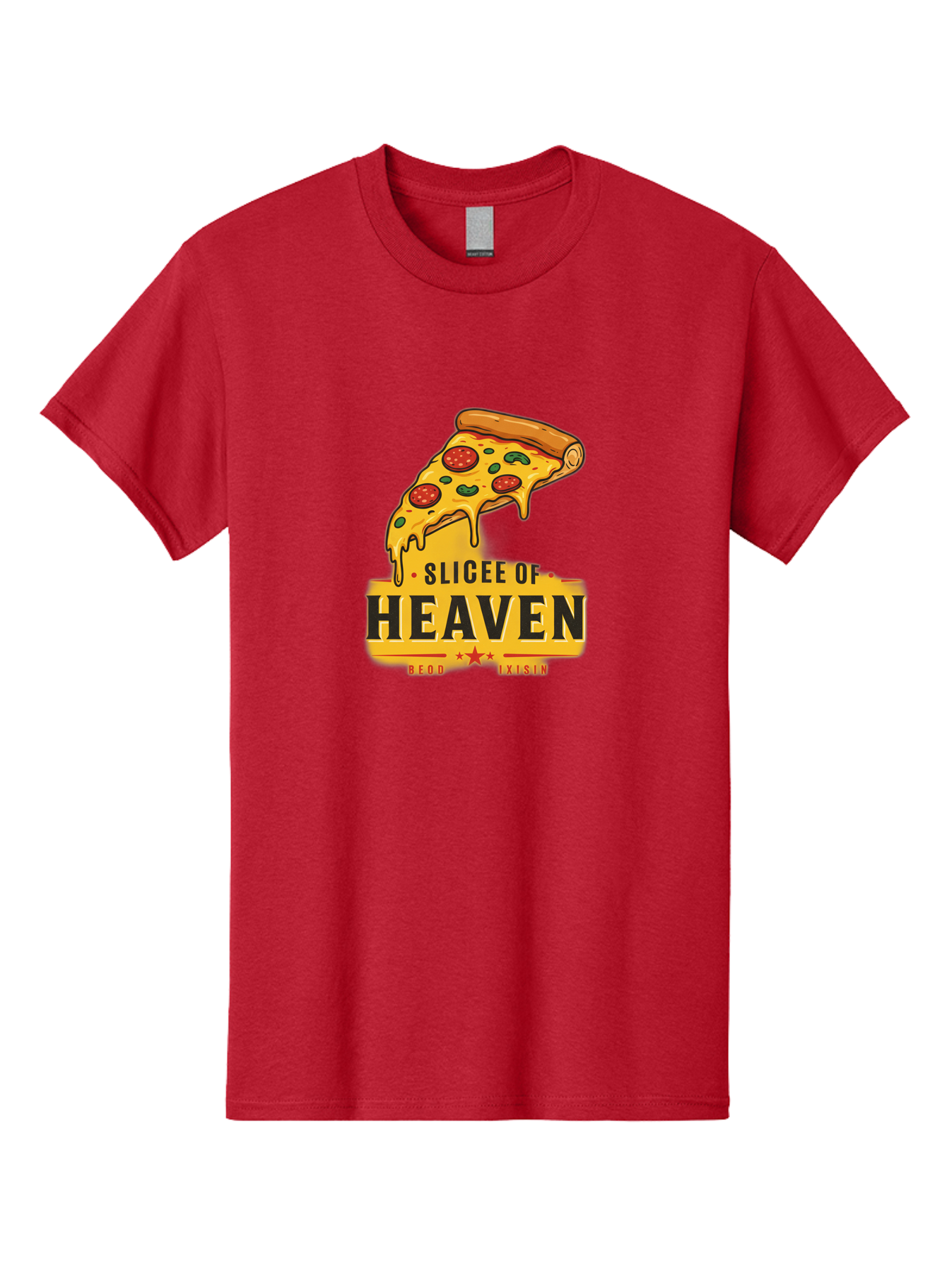 Slicee-Of-Heaven Men'S Graphic Tee, 100% Cotton, Comfortable Casual Summer Wear, Machine Washable, Cheesy Pizza Slice, Pepperoni Pizza, Melted Cheese, Food Logo, Pizza Branding, Heavenly Pizza, Foodie Graphics, Pizza Love, Culinary Art, Bac423