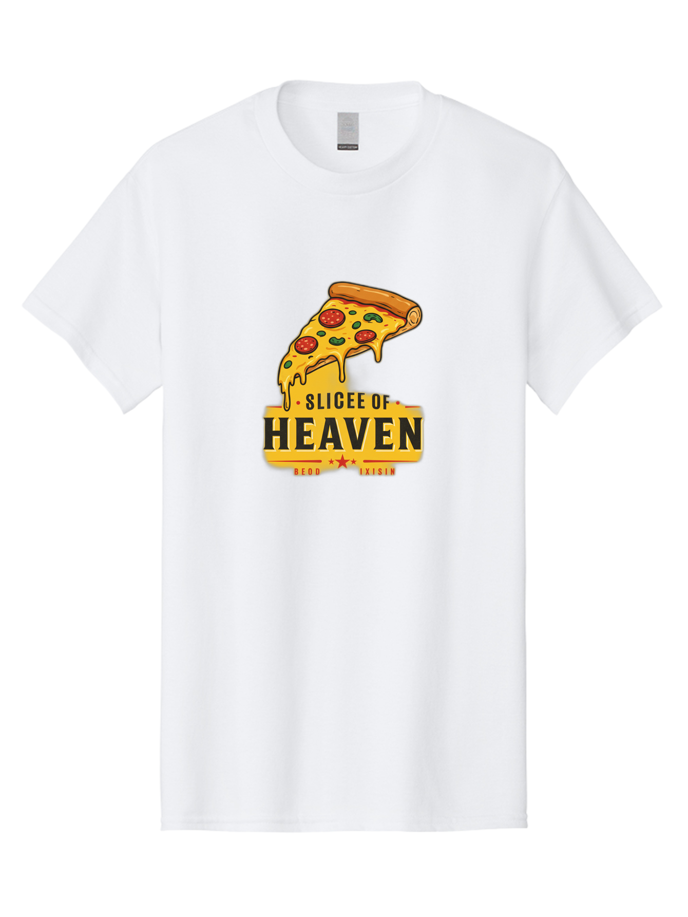 Slicee-Of-Heaven Men'S Graphic Tee, 100% Cotton, Comfortable Casual Summer Wear, Machine Washable, Cheesy Pizza Slice, Pepperoni Pizza, Melted Cheese, Food Logo, Pizza Branding, Heavenly Pizza, Foodie Graphics, Pizza Love, Culinary Art, Bac423