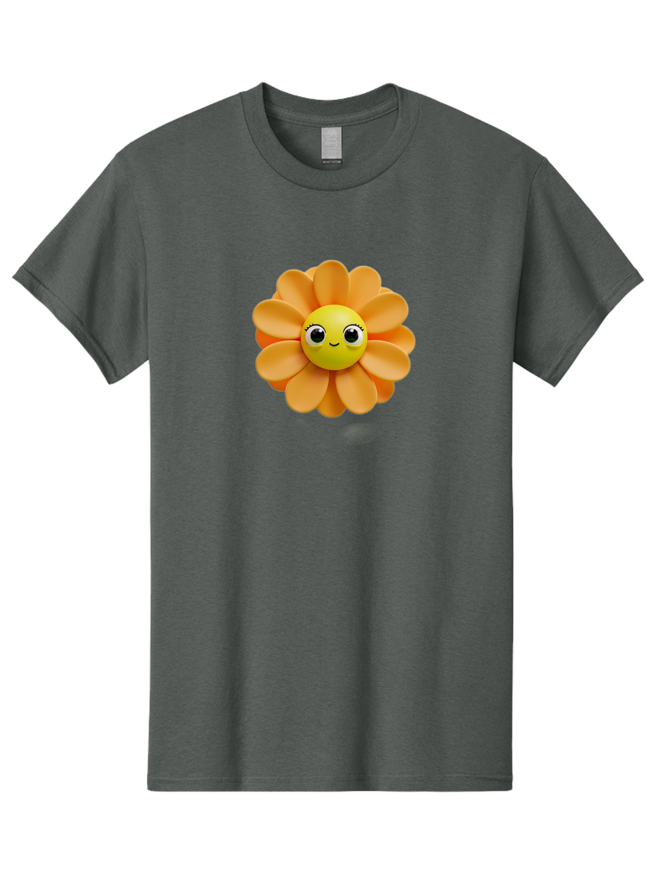 Smiling-Flower-Emoji Men'S Graphic Tee, 100% Cotton, Comfortable Casual Summer Wear, Machine Washable, Smiling Flower, Yellow Center, Orange Petals, Cute Emoji, Happy Face, Cartoon Flower, Vibrant Colors, Playful Design, 3D Rendering, Bac427