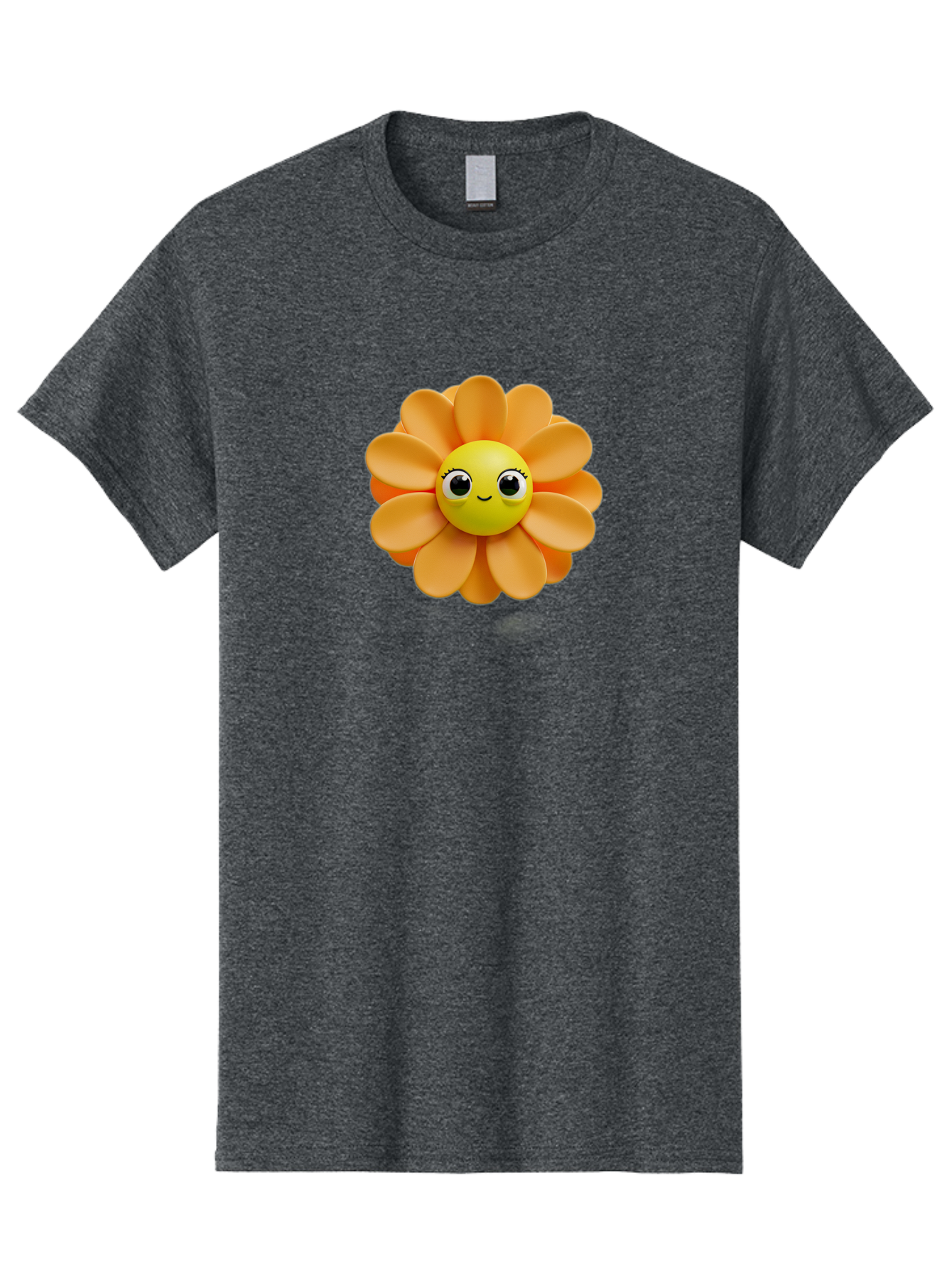 Smiling-Flower-Emoji Men'S Graphic Tee, 100% Cotton, Comfortable Casual Summer Wear, Machine Washable, Smiling Flower, Yellow Center, Orange Petals, Cute Emoji, Happy Face, Cartoon Flower, Vibrant Colors, Playful Design, 3D Rendering, Bac427