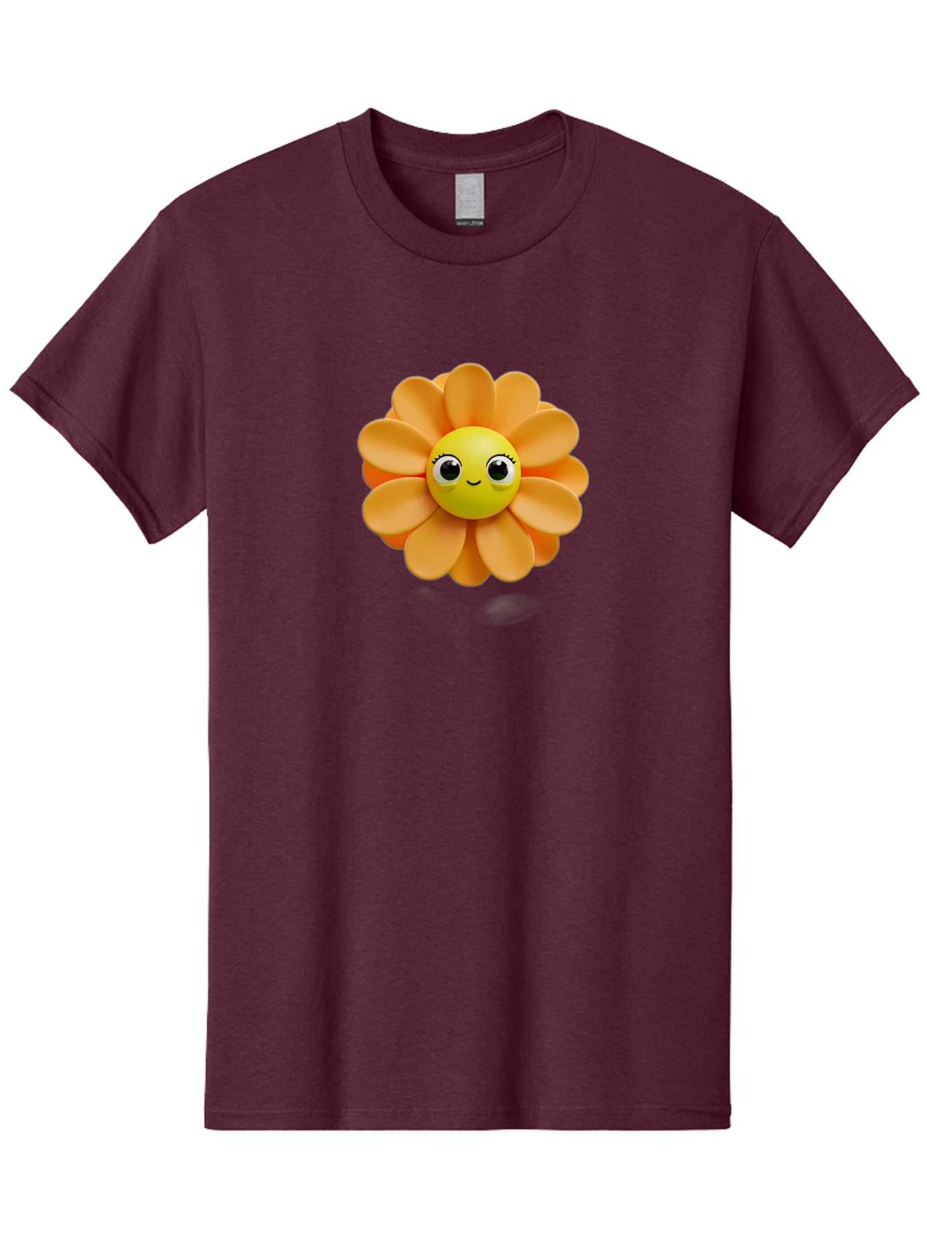 Smiling-Flower-Emoji Men'S Graphic Tee, 100% Cotton, Comfortable Casual Summer Wear, Machine Washable, Smiling Flower, Yellow Center, Orange Petals, Cute Emoji, Happy Face, Cartoon Flower, Vibrant Colors, Playful Design, 3D Rendering, Bac427