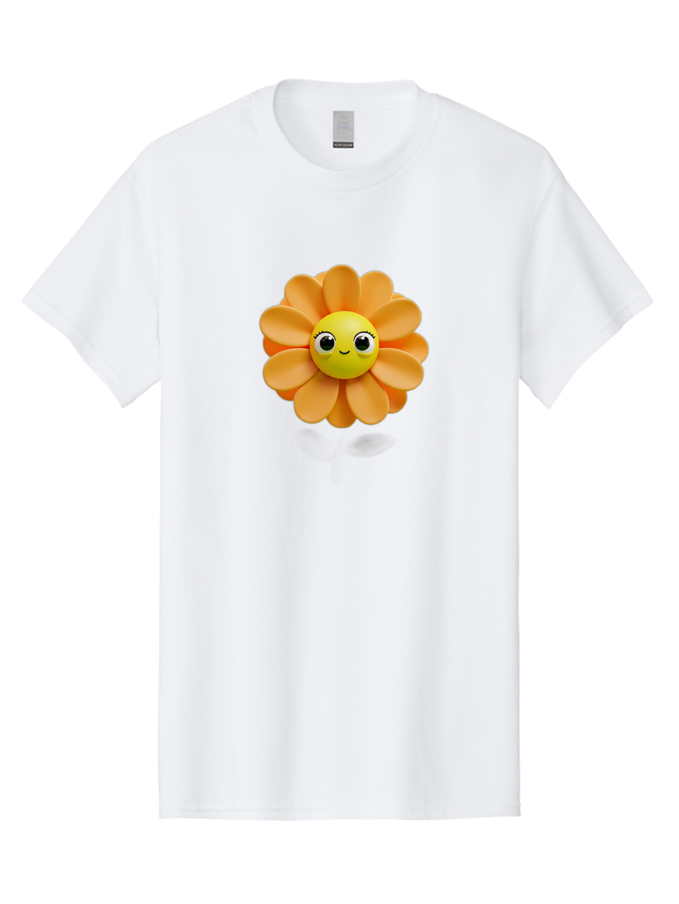 Smiling-Flower-Emoji Men'S Graphic Tee, 100% Cotton, Comfortable Casual Summer Wear, Machine Washable, Smiling Flower, Yellow Center, Orange Petals, Cute Emoji, Happy Face, Cartoon Flower, Vibrant Colors, Playful Design, 3D Rendering, Bac427