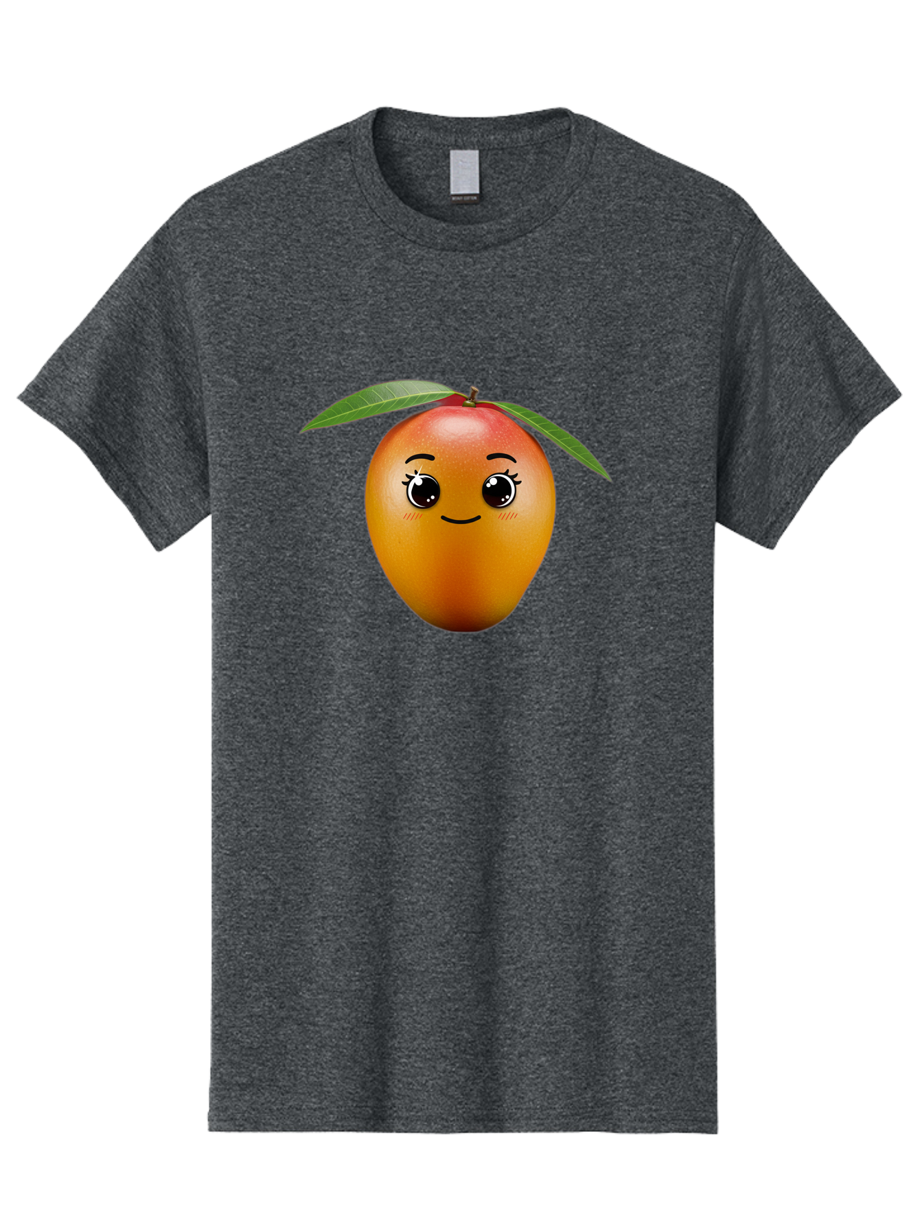 Smiling-Mango Men'S Graphic Tee, 100% Cotton, Comfortable Casual Summer Wear, Machine Washable, Cartoon Mango, Mangoes, Cheerful Fruit, Adorable Character, Smiling Face, Cute Eyes, Vibrant Orange, Whimsical Design, Fun Illustration, Bac429