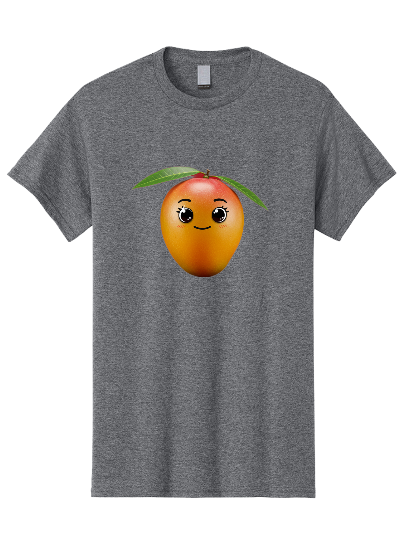 Smiling-Mango Men'S Graphic Tee, 100% Cotton, Comfortable Casual Summer Wear, Machine Washable, Cartoon Mango, Mangoes, Cheerful Fruit, Adorable Character, Smiling Face, Cute Eyes, Vibrant Orange, Whimsical Design, Fun Illustration, Bac429