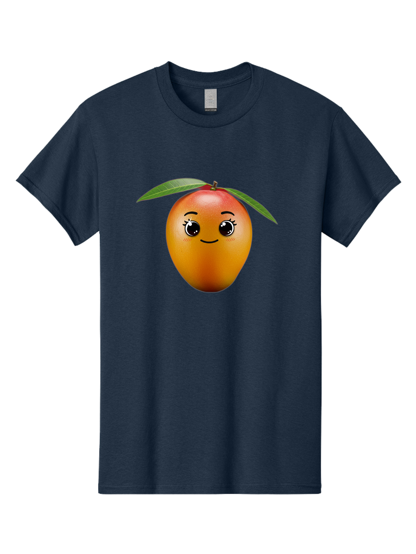 Smiling-Mango Men'S Graphic Tee, 100% Cotton, Comfortable Casual Summer Wear, Machine Washable, Cartoon Mango, Mangoes, Cheerful Fruit, Adorable Character, Smiling Face, Cute Eyes, Vibrant Orange, Whimsical Design, Fun Illustration, Bac429