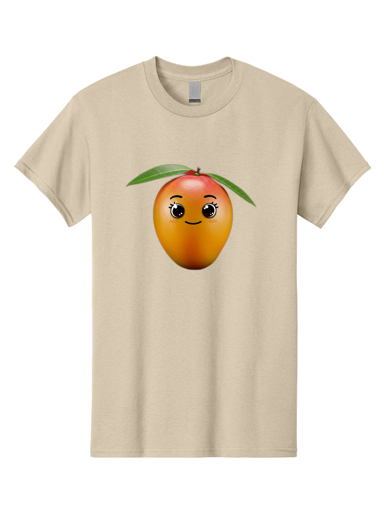 Smiling-Mango Men'S Graphic Tee, 100% Cotton, Comfortable Casual Summer Wear, Machine Washable, Cartoon Mango, Mangoes, Cheerful Fruit, Adorable Character, Smiling Face, Cute Eyes, Vibrant Orange, Whimsical Design, Fun Illustration, Bac429