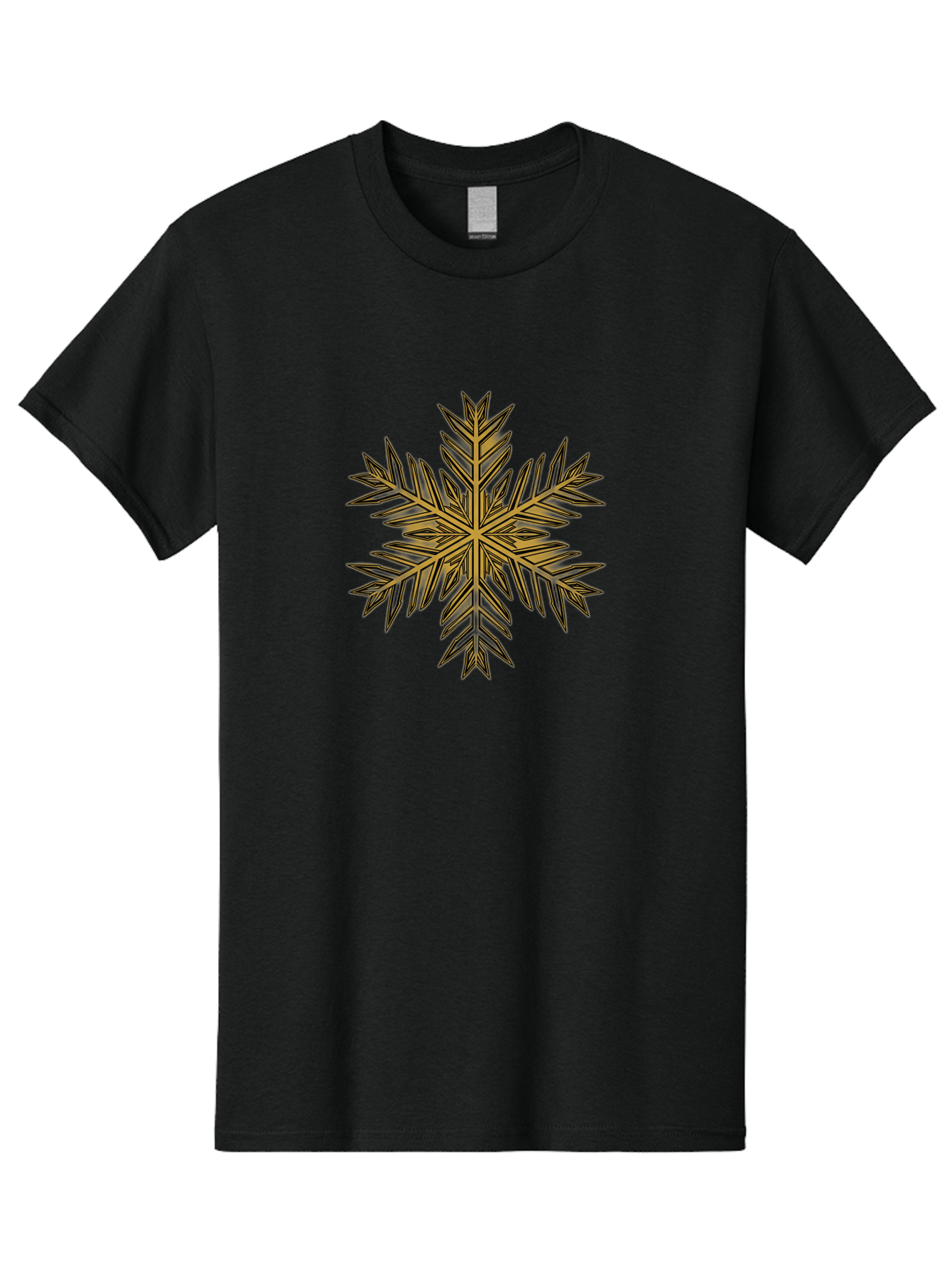 Snowflake-1 Men'S Graphic Tee, 100% Cotton, Comfortable Casual Summer Wear, Machine Washable, Snowflake, Intricate Design, Delicate Patterns, Winter Wonder, Festive Decorations, Symmetrical Shape, Golden Hues, Black Outlines, Frosty Details Bac434