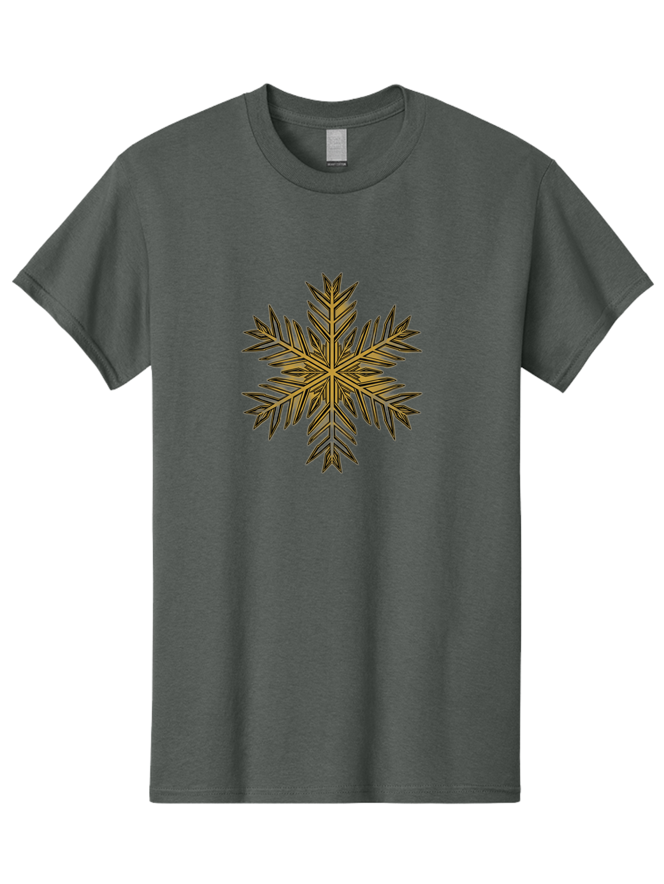 Snowflake-1 Men'S Graphic Tee, 100% Cotton, Comfortable Casual Summer Wear, Machine Washable, Snowflake, Intricate Design, Delicate Patterns, Winter Wonder, Festive Decorations, Symmetrical Shape, Golden Hues, Black Outlines, Frosty Details Bac434
