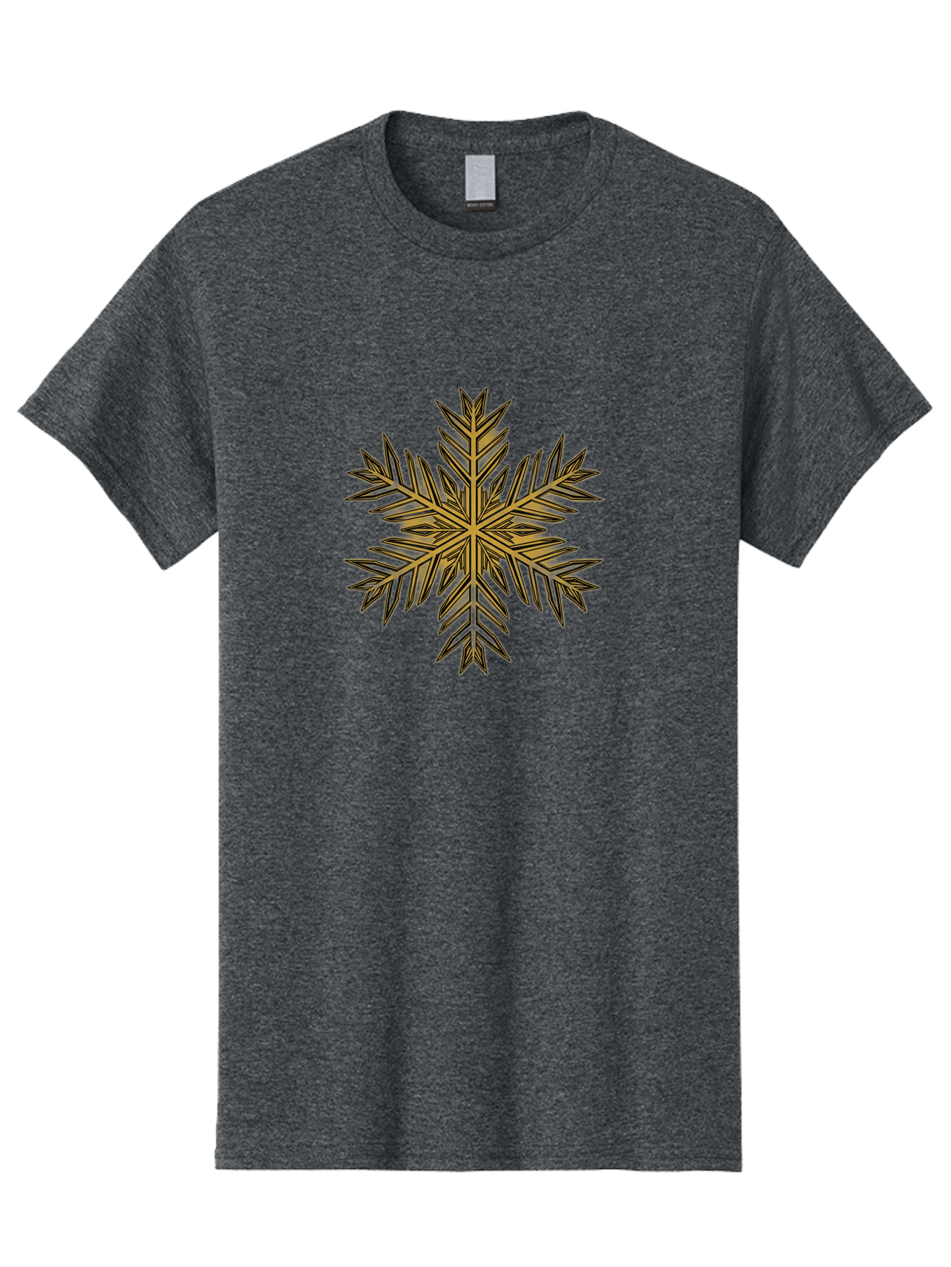 Snowflake-1 Men'S Graphic Tee, 100% Cotton, Comfortable Casual Summer Wear, Machine Washable, Snowflake, Intricate Design, Delicate Patterns, Winter Wonder, Festive Decorations, Symmetrical Shape, Golden Hues, Black Outlines, Frosty Details Bac434