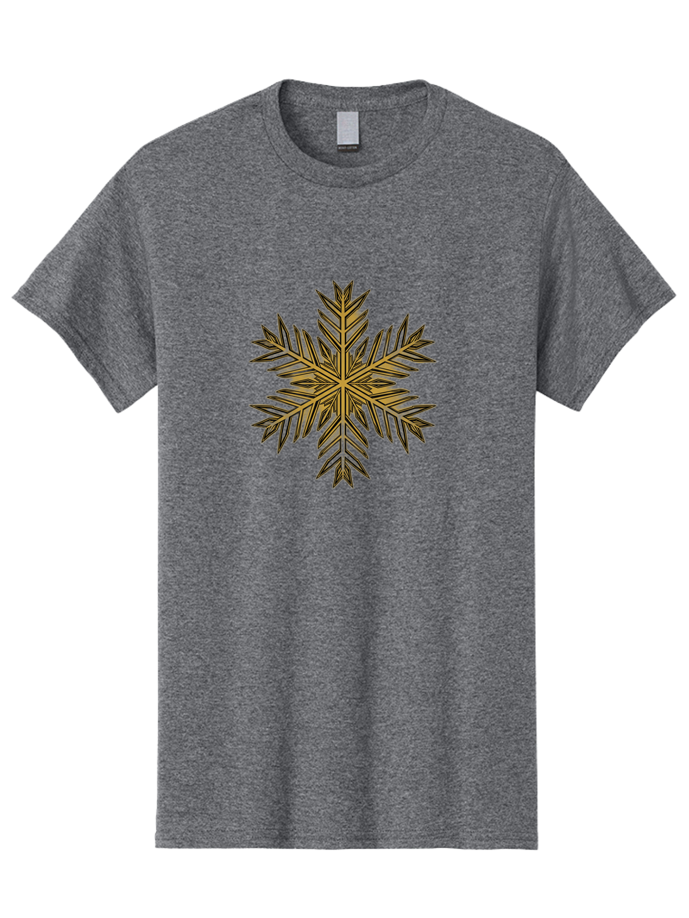 Snowflake-1 Men'S Graphic Tee, 100% Cotton, Comfortable Casual Summer Wear, Machine Washable, Snowflake, Intricate Design, Delicate Patterns, Winter Wonder, Festive Decorations, Symmetrical Shape, Golden Hues, Black Outlines, Frosty Details Bac434