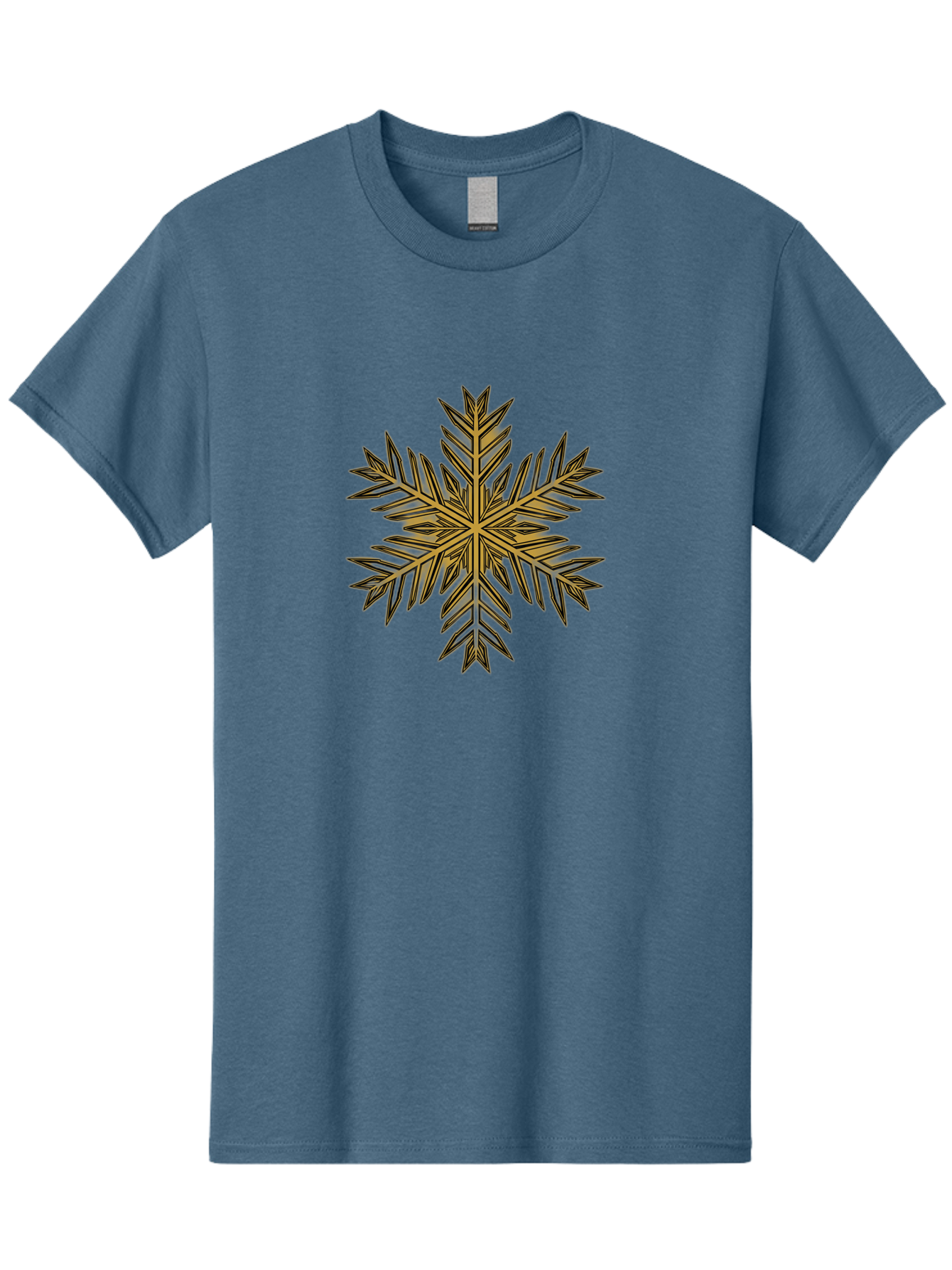 Snowflake-1 Men'S Graphic Tee, 100% Cotton, Comfortable Casual Summer Wear, Machine Washable, Snowflake, Intricate Design, Delicate Patterns, Winter Wonder, Festive Decorations, Symmetrical Shape, Golden Hues, Black Outlines, Frosty Details Bac434