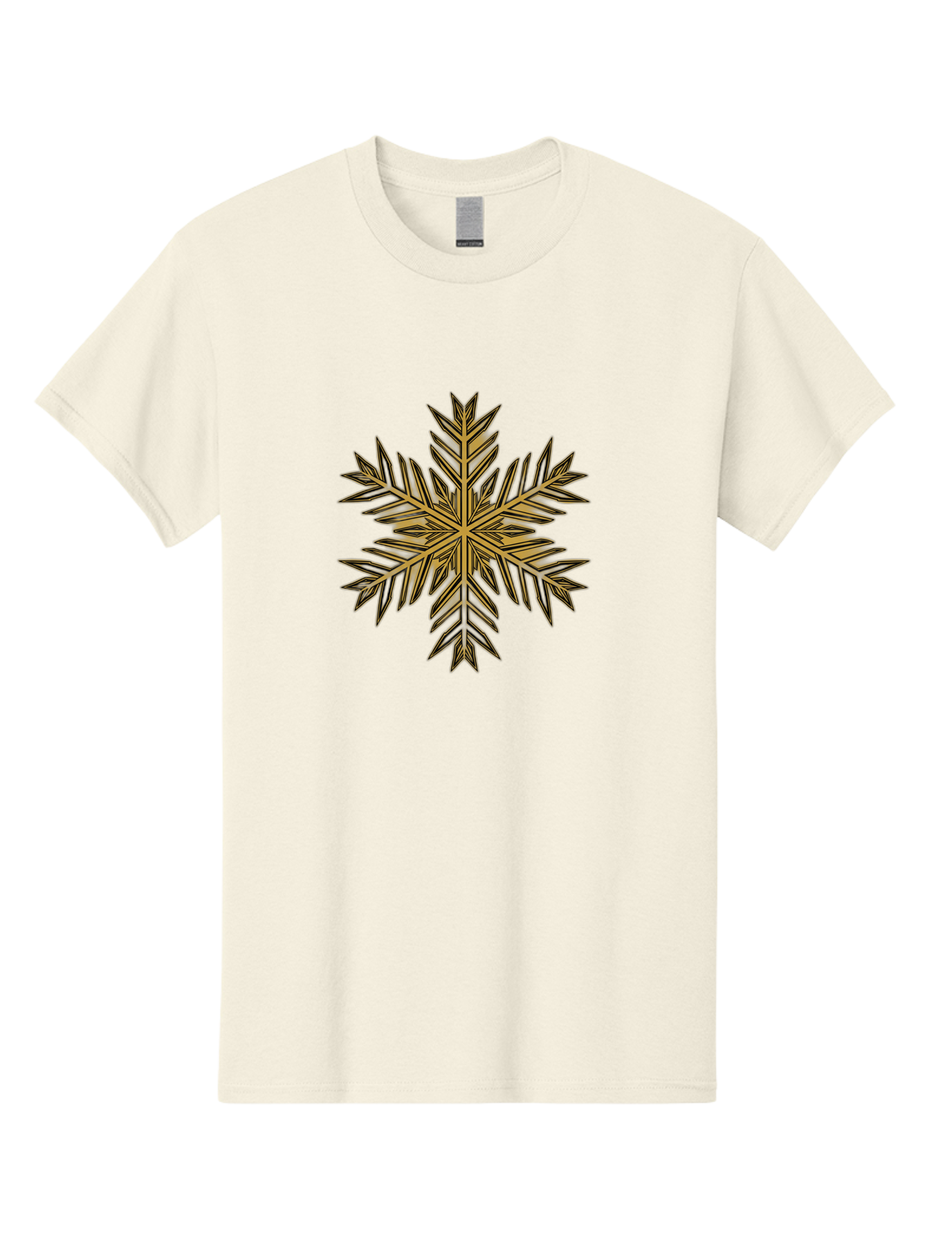 Snowflake-1 Men'S Graphic Tee, 100% Cotton, Comfortable Casual Summer Wear, Machine Washable, Snowflake, Intricate Design, Delicate Patterns, Winter Wonder, Festive Decorations, Symmetrical Shape, Golden Hues, Black Outlines, Frosty Details Bac434