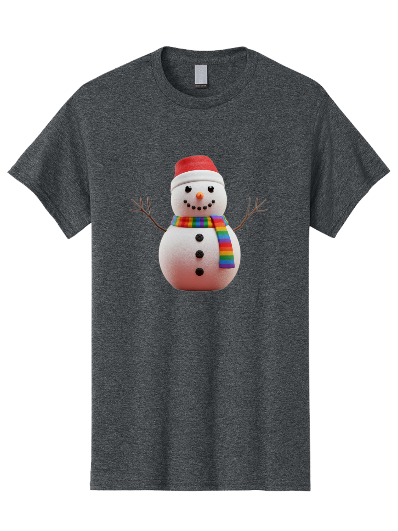 Snowman-2 Men'S Graphic Tee, 100% Cotton, Comfortable Casual Summer Wear, Machine Washable, Snowman With Rainbow Scarf, Christmas Decoration, Winter Wonderland, Festive Character, Holiday Cheer, Colorful Snowman, Winter Scene, Fun Snowman, Bac438