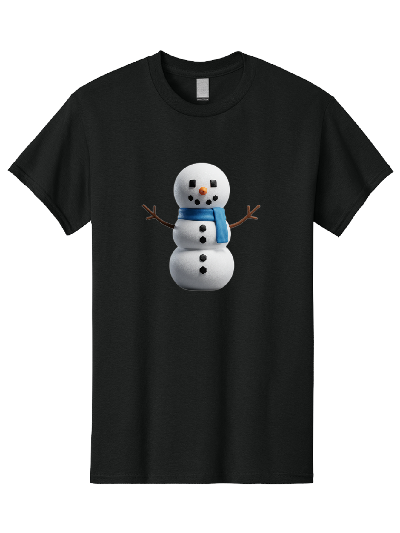 Snowman-3 Men'S Graphic Tee, 100% Cotton, Comfortable Casual Summer Wear, Machine Washable, Snowman With Blue Scarf, Winter Wonderland, Festive Season, Christmas Character, Snow Figure, Holiday Icon, 3D Snowman, Winter Decoration, Bac439