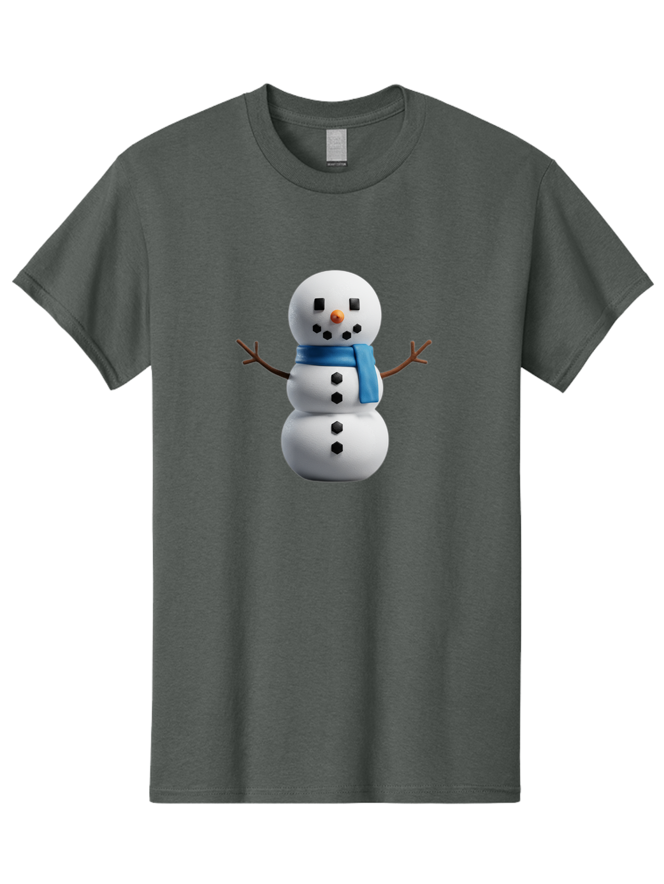 Snowman-3 Men'S Graphic Tee, 100% Cotton, Comfortable Casual Summer Wear, Machine Washable, Snowman With Blue Scarf, Winter Wonderland, Festive Season, Christmas Character, Snow Figure, Holiday Icon, 3D Snowman, Winter Decoration, Bac439