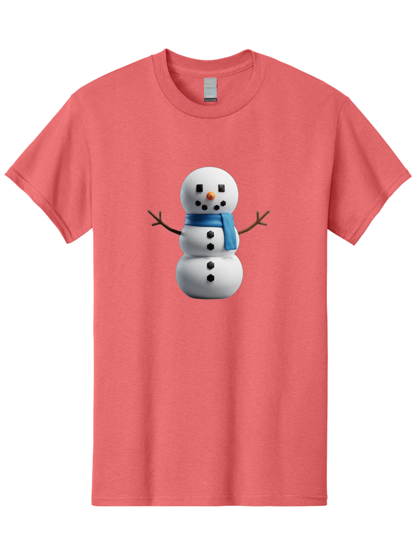 Snowman-3 Men'S Graphic Tee, 100% Cotton, Comfortable Casual Summer Wear, Machine Washable, Snowman With Blue Scarf, Winter Wonderland, Festive Season, Christmas Character, Snow Figure, Holiday Icon, 3D Snowman, Winter Decoration, Bac439