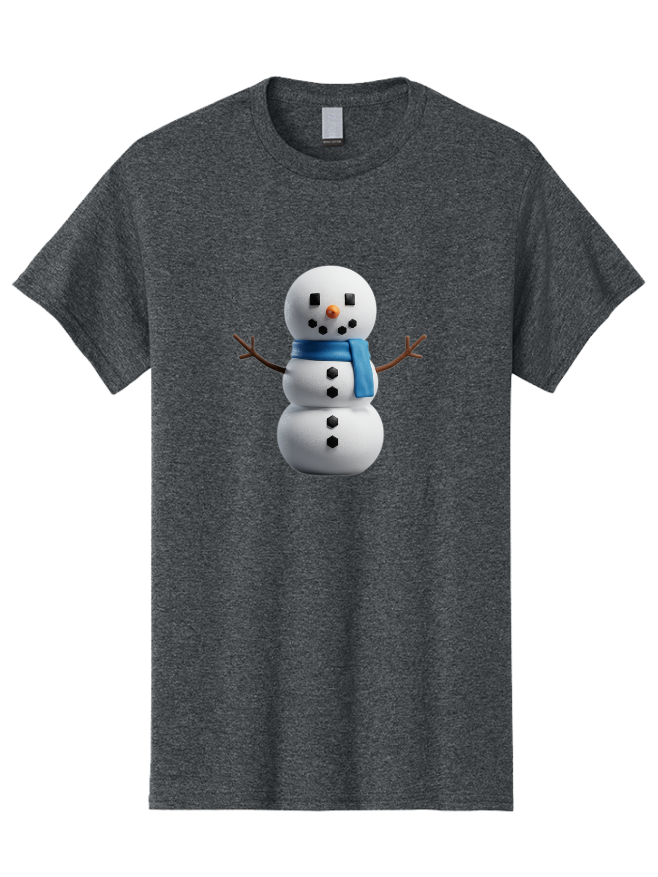 Snowman-3 Men'S Graphic Tee, 100% Cotton, Comfortable Casual Summer Wear, Machine Washable, Snowman With Blue Scarf, Winter Wonderland, Festive Season, Christmas Character, Snow Figure, Holiday Icon, 3D Snowman, Winter Decoration, Bac439