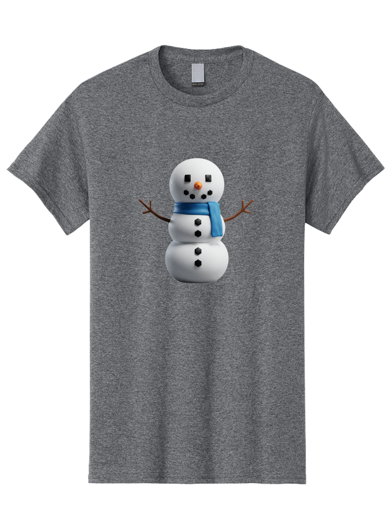Snowman-3 Men'S Graphic Tee, 100% Cotton, Comfortable Casual Summer Wear, Machine Washable, Snowman With Blue Scarf, Winter Wonderland, Festive Season, Christmas Character, Snow Figure, Holiday Icon, 3D Snowman, Winter Decoration, Bac439