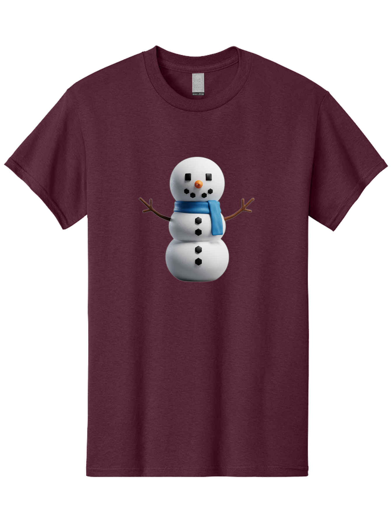 Snowman-3 Men'S Graphic Tee, 100% Cotton, Comfortable Casual Summer Wear, Machine Washable, Snowman With Blue Scarf, Winter Wonderland, Festive Season, Christmas Character, Snow Figure, Holiday Icon, 3D Snowman, Winter Decoration, Bac439