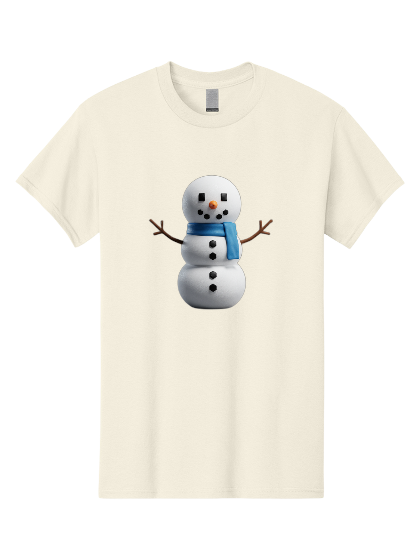 Snowman-3 Men'S Graphic Tee, 100% Cotton, Comfortable Casual Summer Wear, Machine Washable, Snowman With Blue Scarf, Winter Wonderland, Festive Season, Christmas Character, Snow Figure, Holiday Icon, 3D Snowman, Winter Decoration, Bac439