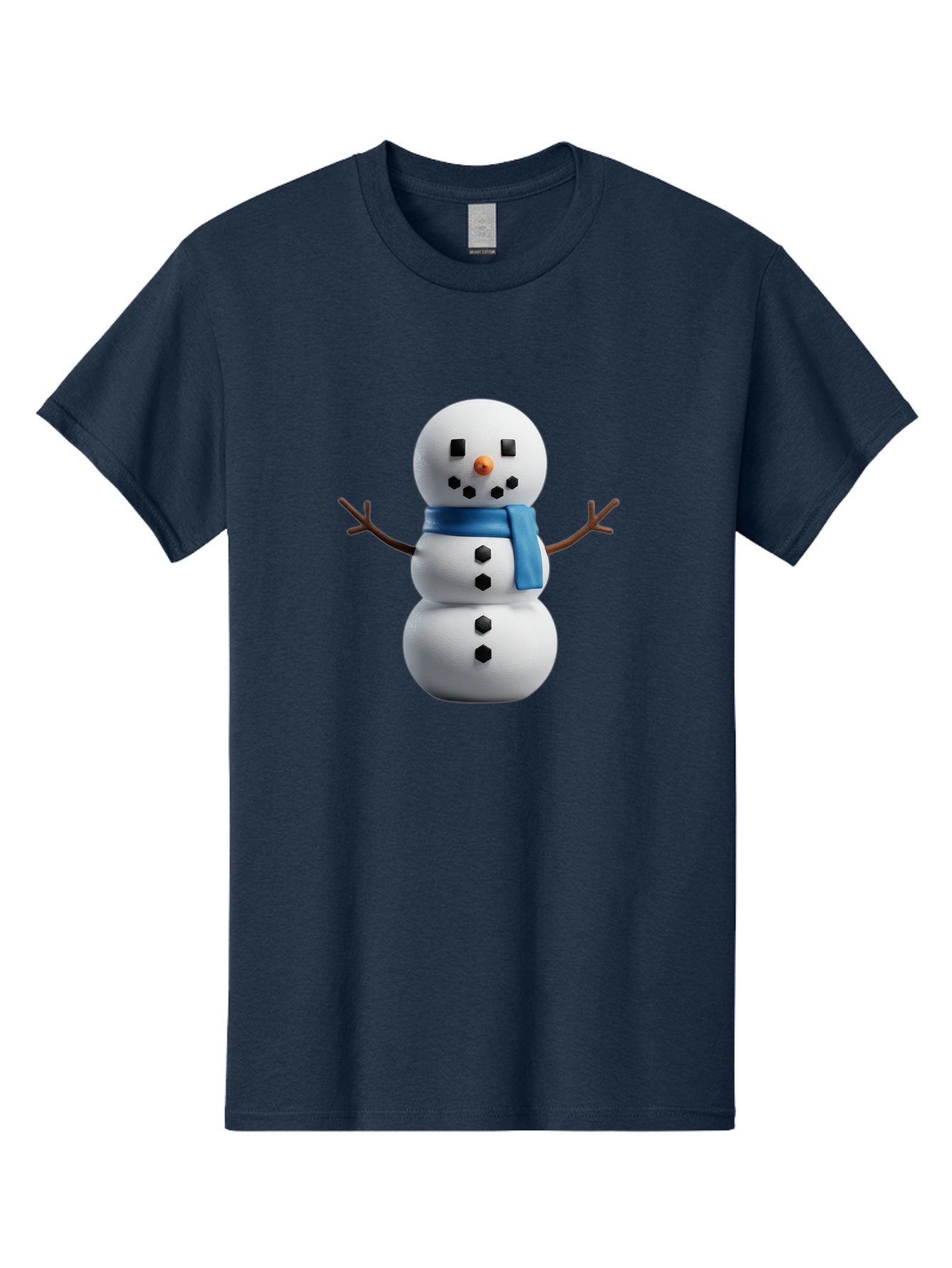 Snowman-3 Men'S Graphic Tee, 100% Cotton, Comfortable Casual Summer Wear, Machine Washable, Snowman With Blue Scarf, Winter Wonderland, Festive Season, Christmas Character, Snow Figure, Holiday Icon, 3D Snowman, Winter Decoration, Bac439