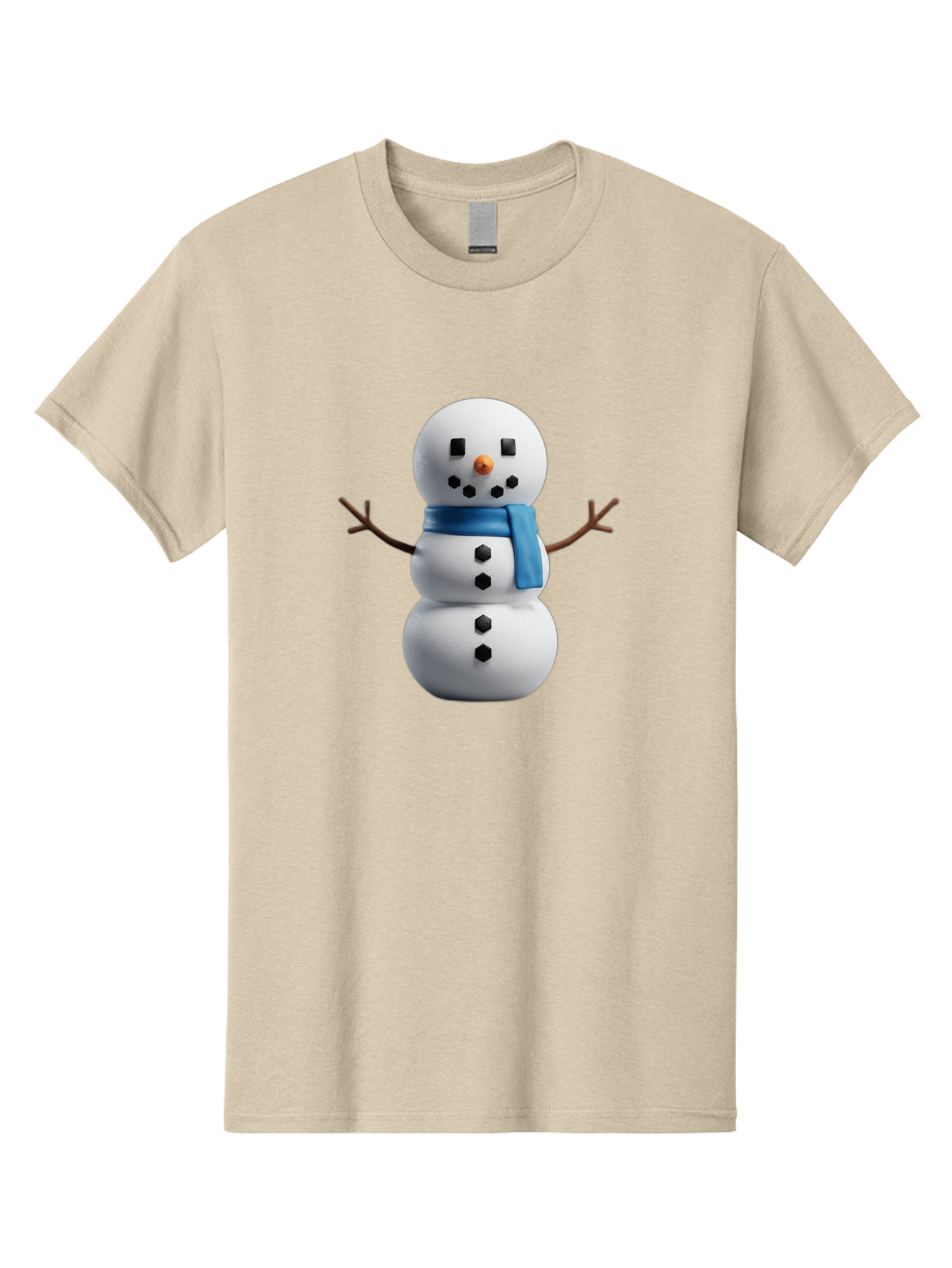 Snowman-3 Men'S Graphic Tee, 100% Cotton, Comfortable Casual Summer Wear, Machine Washable, Snowman With Blue Scarf, Winter Wonderland, Festive Season, Christmas Character, Snow Figure, Holiday Icon, 3D Snowman, Winter Decoration, Bac439