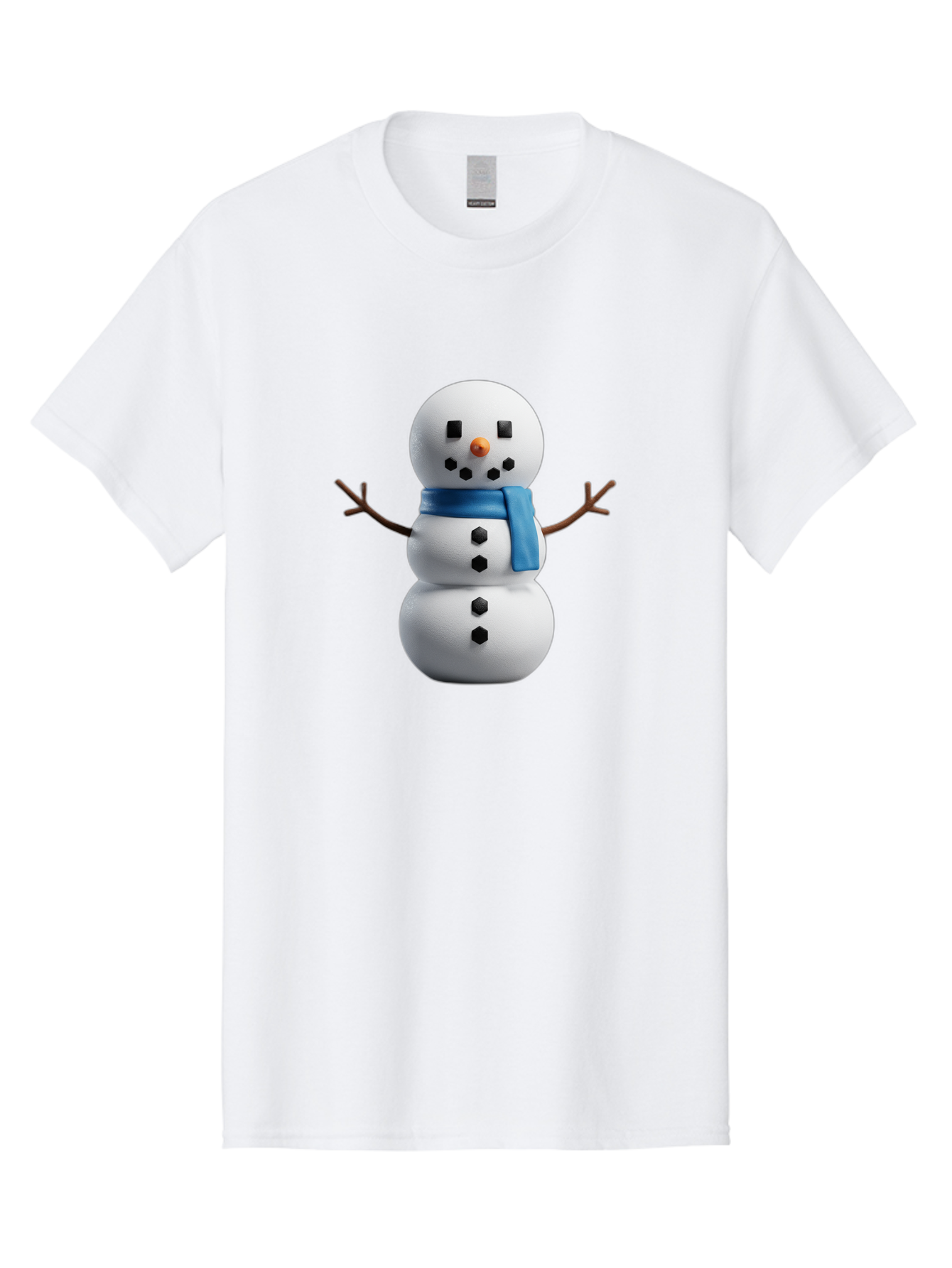 Snowman-3 Men'S Graphic Tee, 100% Cotton, Comfortable Casual Summer Wear, Machine Washable, Snowman With Blue Scarf, Winter Wonderland, Festive Season, Christmas Character, Snow Figure, Holiday Icon, 3D Snowman, Winter Decoration, Bac439