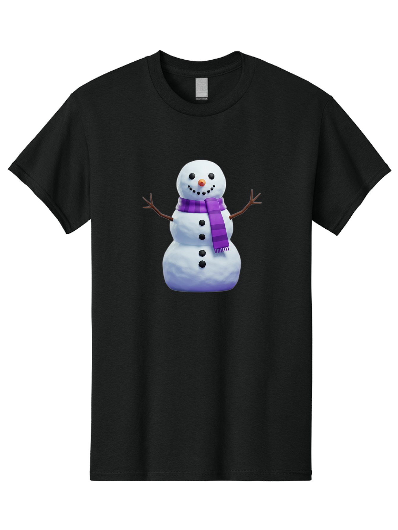 Snowman-5 Men'S Graphic Tee, 100% Cotton, Comfortable Casual Summer Wear, Machine Washable, Snowman With Purple Scarf, Winter Character, Festive Decoration, Cartoon Snowman, Holiday Theme, Snowman Illustration, Winter Wonderland, Bac441