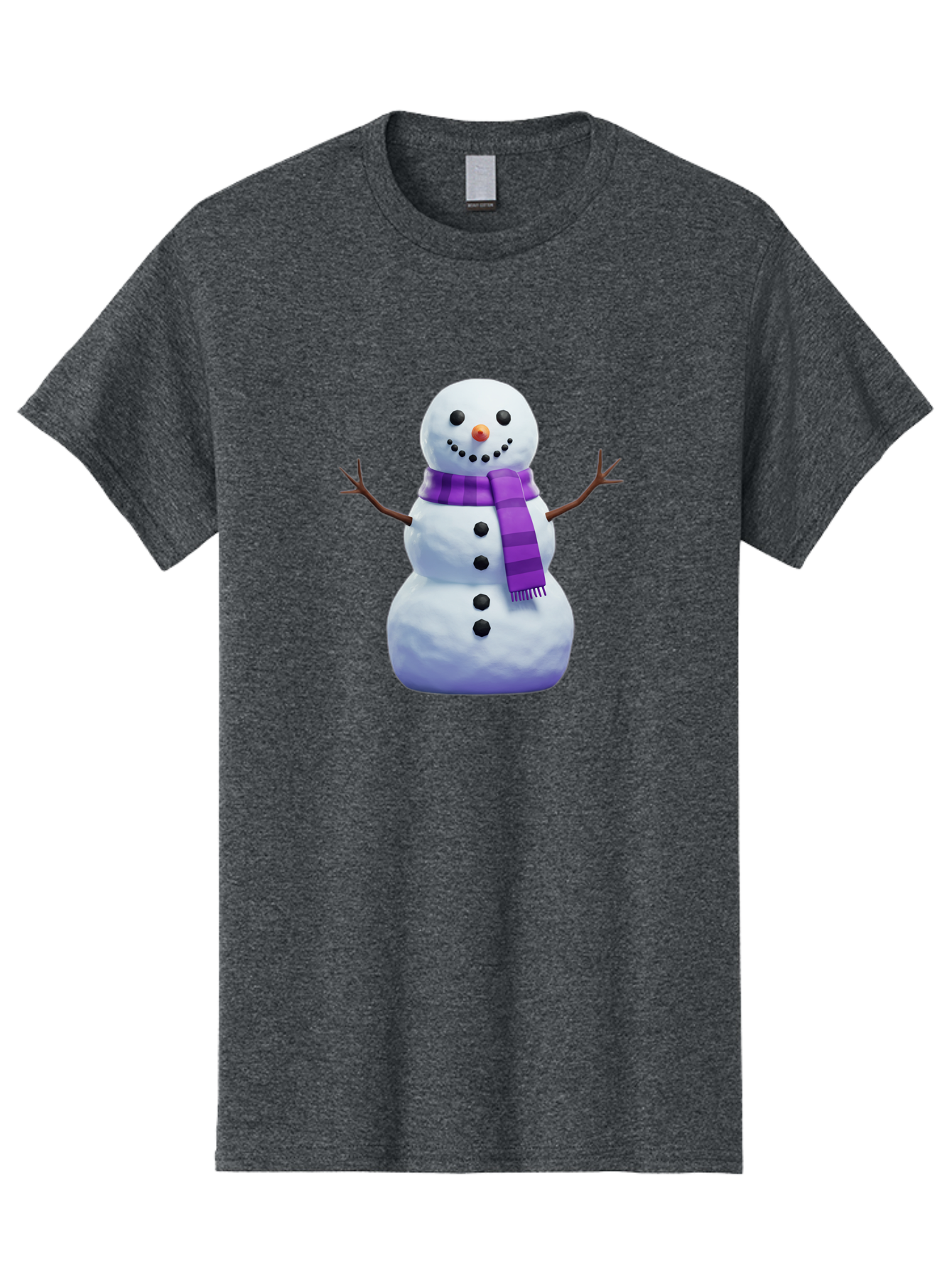 Snowman-5 Men'S Graphic Tee, 100% Cotton, Comfortable Casual Summer Wear, Machine Washable, Snowman With Purple Scarf, Winter Character, Festive Decoration, Cartoon Snowman, Holiday Theme, Snowman Illustration, Winter Wonderland, Bac441