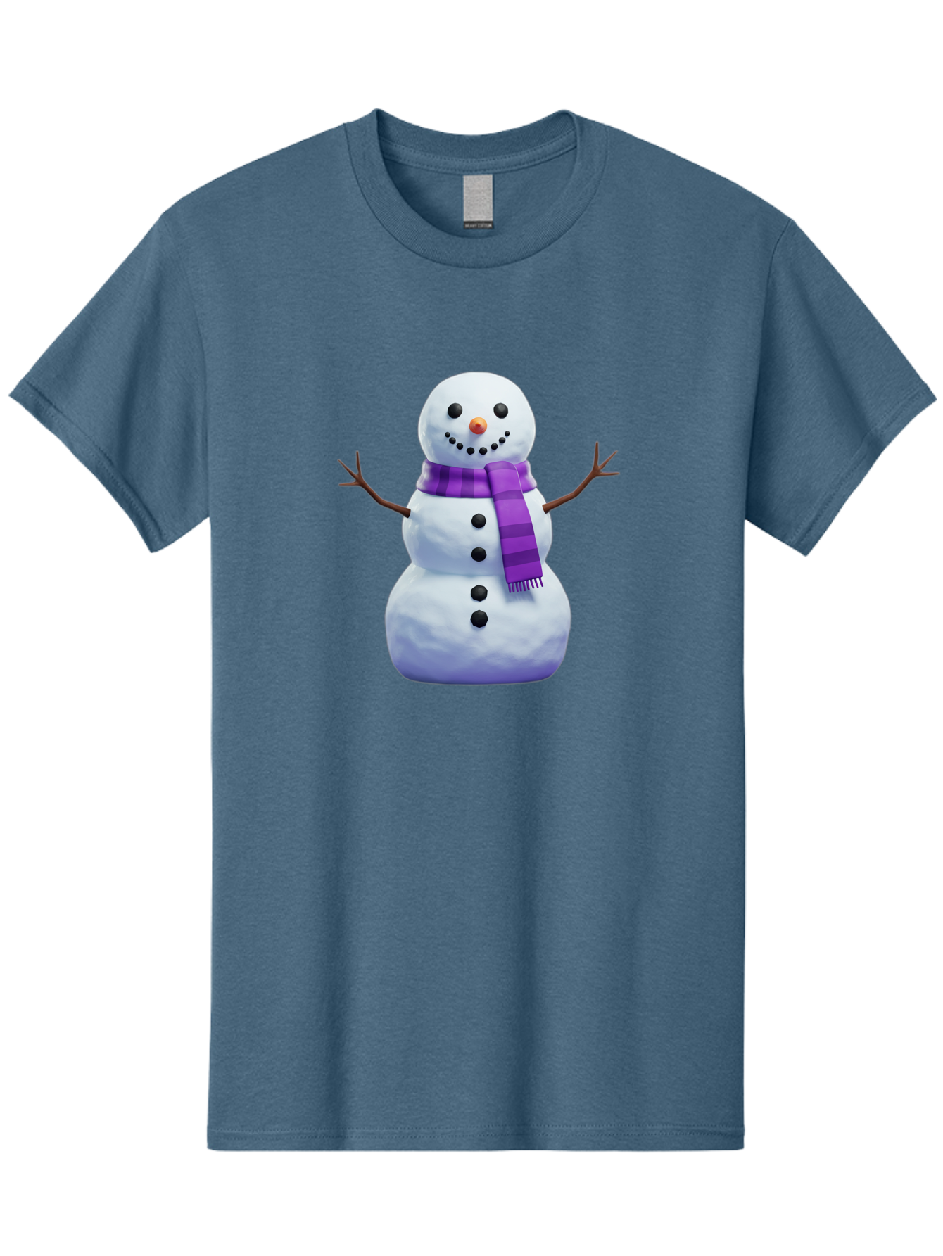 Snowman-5 Men'S Graphic Tee, 100% Cotton, Comfortable Casual Summer Wear, Machine Washable, Snowman With Purple Scarf, Winter Character, Festive Decoration, Cartoon Snowman, Holiday Theme, Snowman Illustration, Winter Wonderland, Bac441
