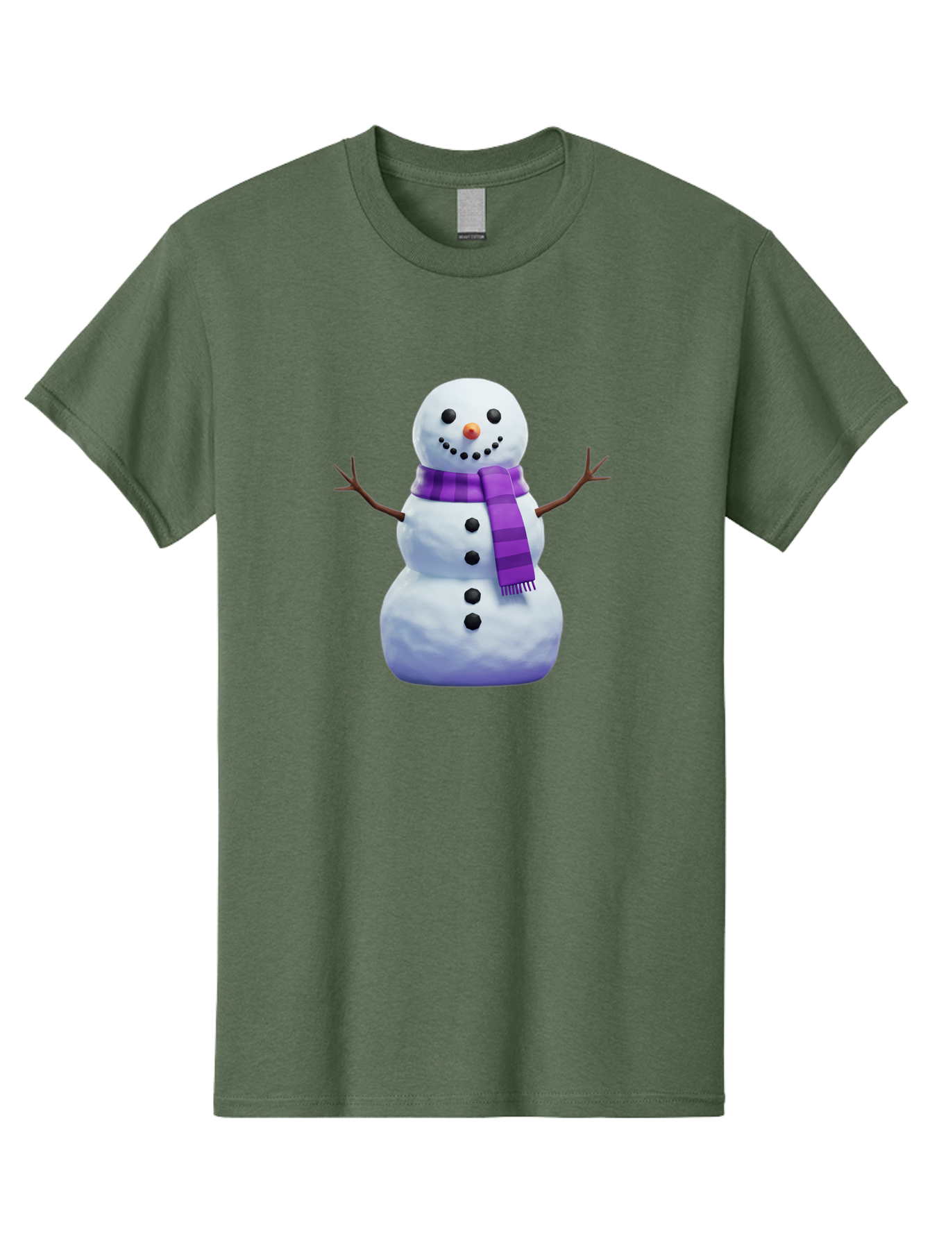 Snowman-5 Men'S Graphic Tee, 100% Cotton, Comfortable Casual Summer Wear, Machine Washable, Snowman With Purple Scarf, Winter Character, Festive Decoration, Cartoon Snowman, Holiday Theme, Snowman Illustration, Winter Wonderland, Bac441