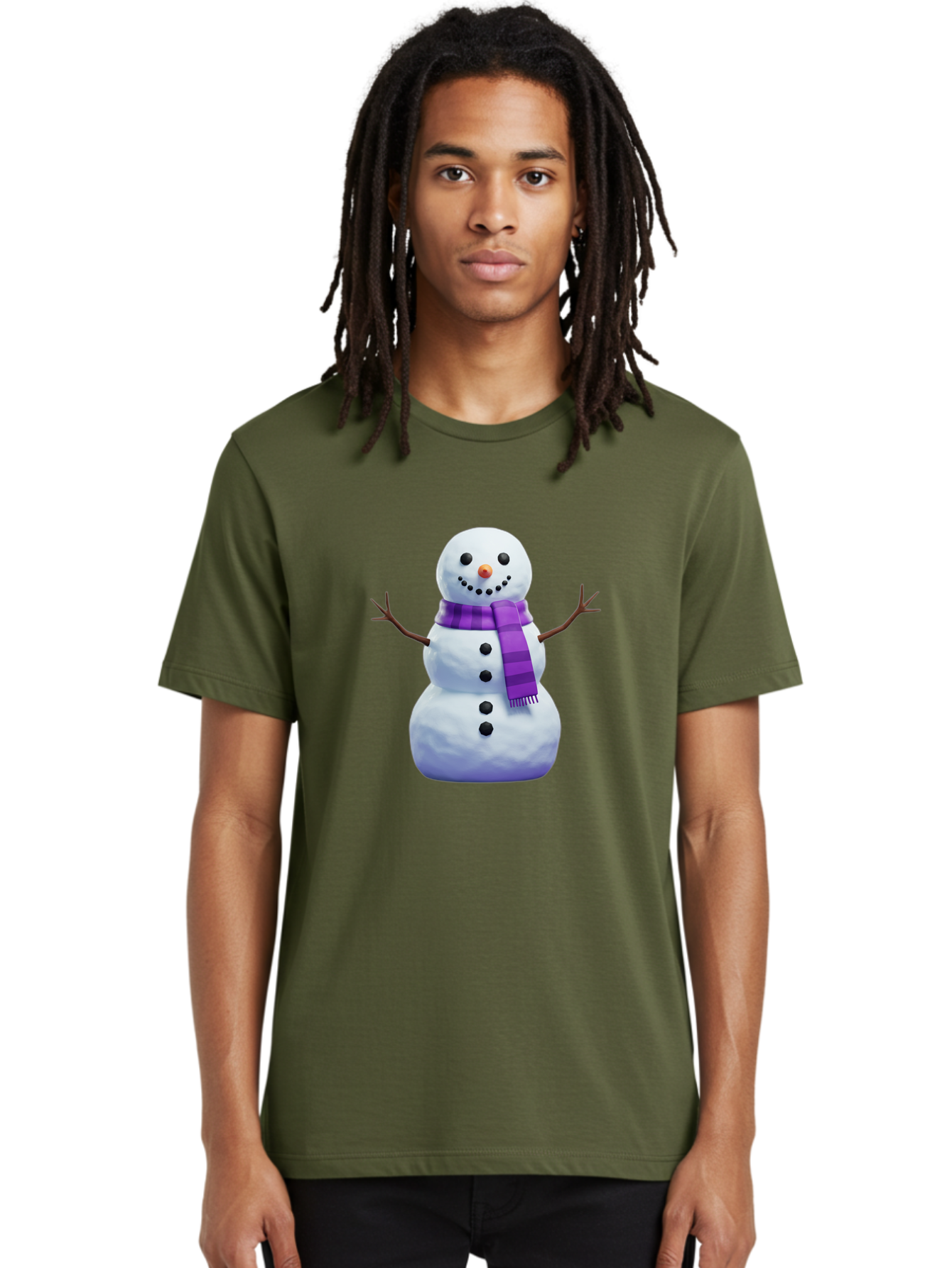 Snowman-5 Men'S Graphic Tee, 100% Cotton, Comfortable Casual Summer Wear, Machine Washable, Snowman With Purple Scarf, Winter Character, Festive Decoration, Cartoon Snowman, Holiday Theme, Snowman Illustration, Winter Wonderland, Bac441