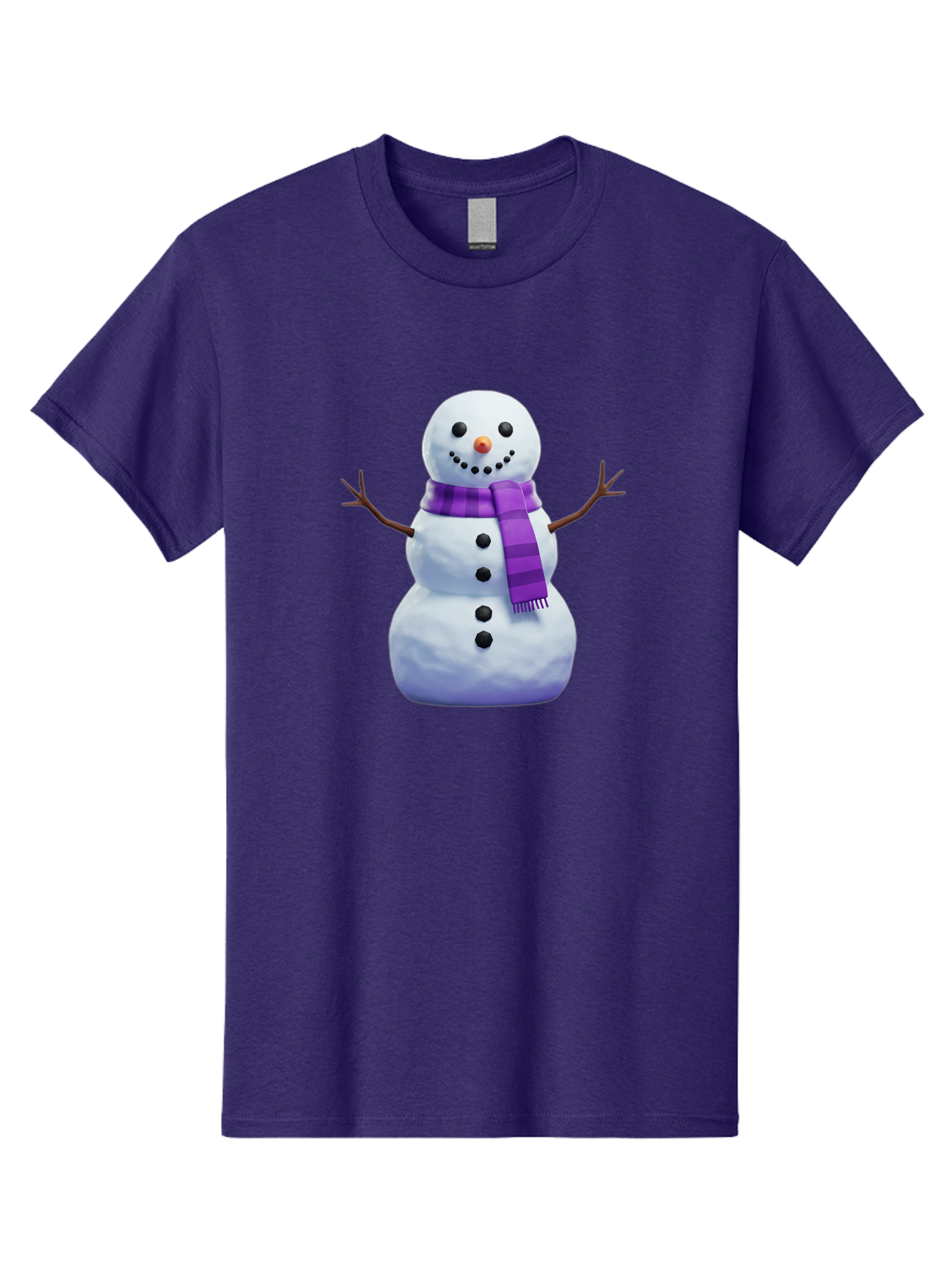 Snowman-5 Men'S Graphic Tee, 100% Cotton, Comfortable Casual Summer Wear, Machine Washable, Snowman With Purple Scarf, Winter Character, Festive Decoration, Cartoon Snowman, Holiday Theme, Snowman Illustration, Winter Wonderland, Bac441