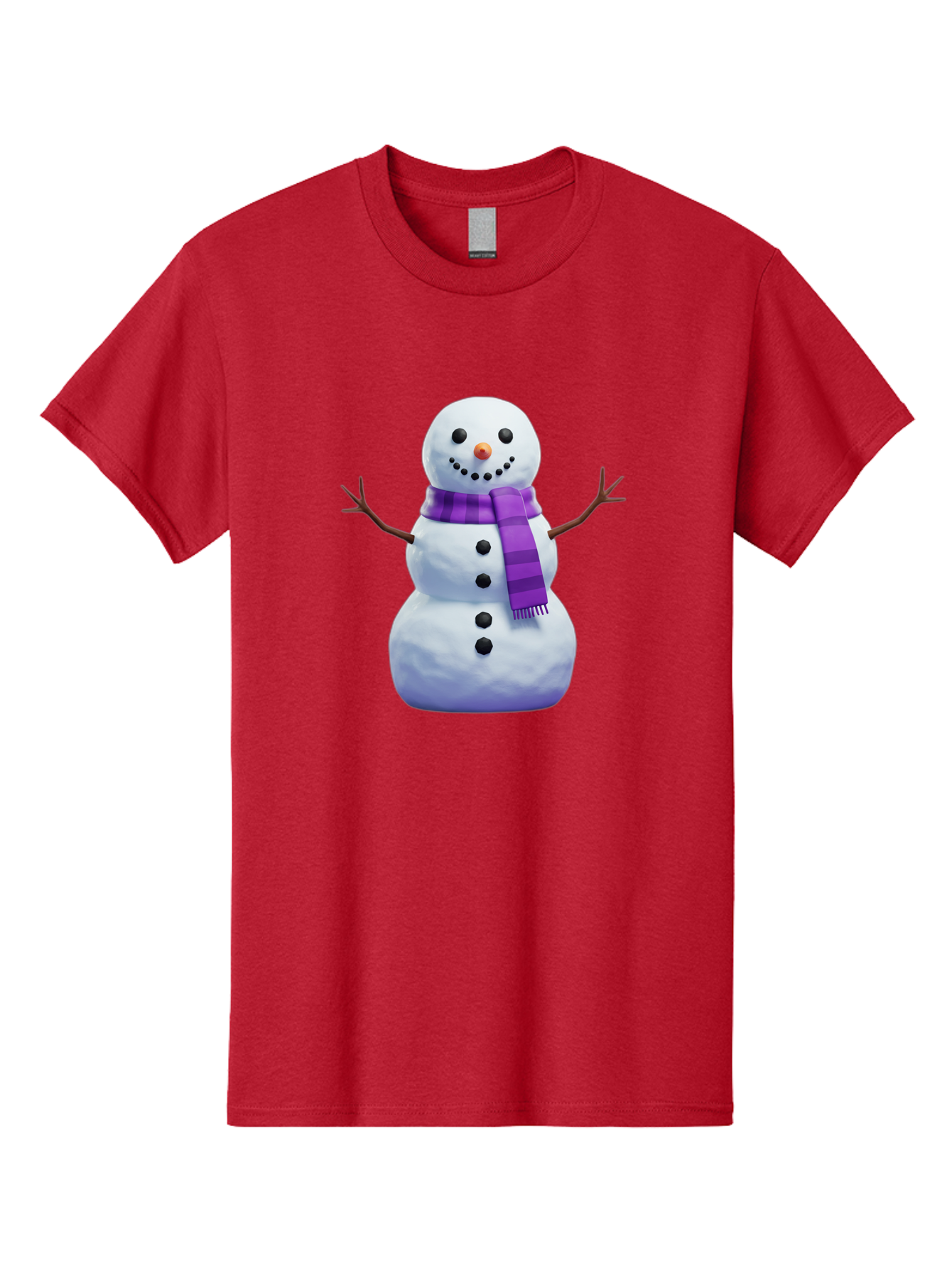 Snowman-5 Men'S Graphic Tee, 100% Cotton, Comfortable Casual Summer Wear, Machine Washable, Snowman With Purple Scarf, Winter Character, Festive Decoration, Cartoon Snowman, Holiday Theme, Snowman Illustration, Winter Wonderland, Bac441