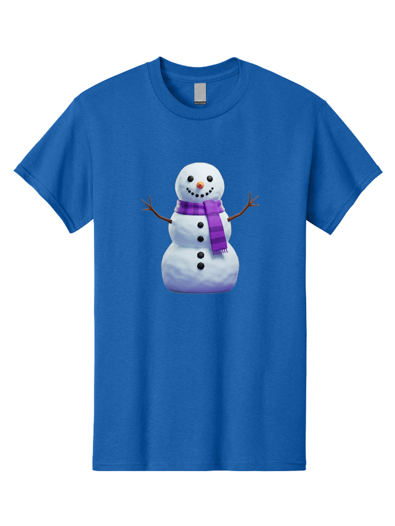 Snowman-5 Men'S Graphic Tee, 100% Cotton, Comfortable Casual Summer Wear, Machine Washable, Snowman With Purple Scarf, Winter Character, Festive Decoration, Cartoon Snowman, Holiday Theme, Snowman Illustration, Winter Wonderland, Bac441