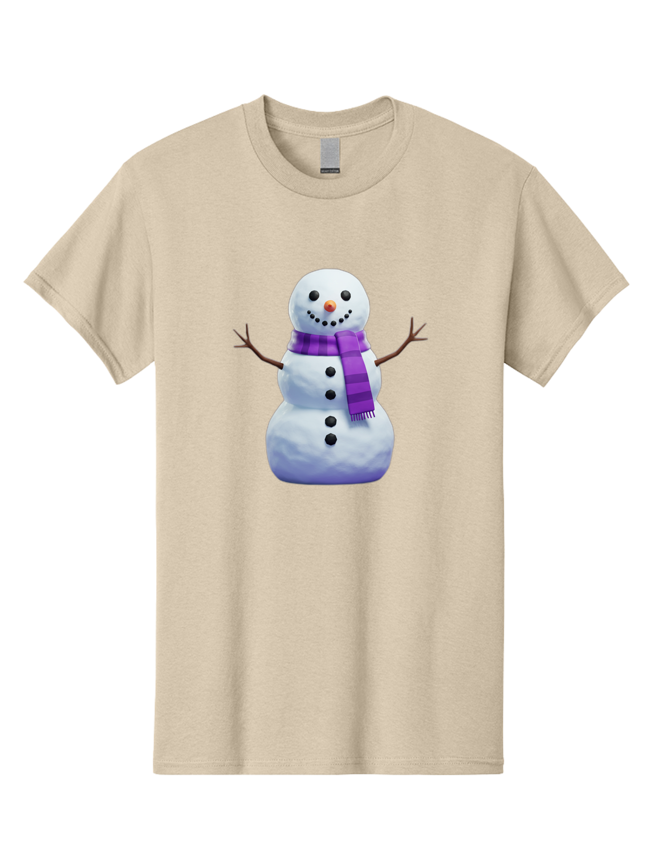 Snowman-5 Men'S Graphic Tee, 100% Cotton, Comfortable Casual Summer Wear, Machine Washable, Snowman With Purple Scarf, Winter Character, Festive Decoration, Cartoon Snowman, Holiday Theme, Snowman Illustration, Winter Wonderland, Bac441