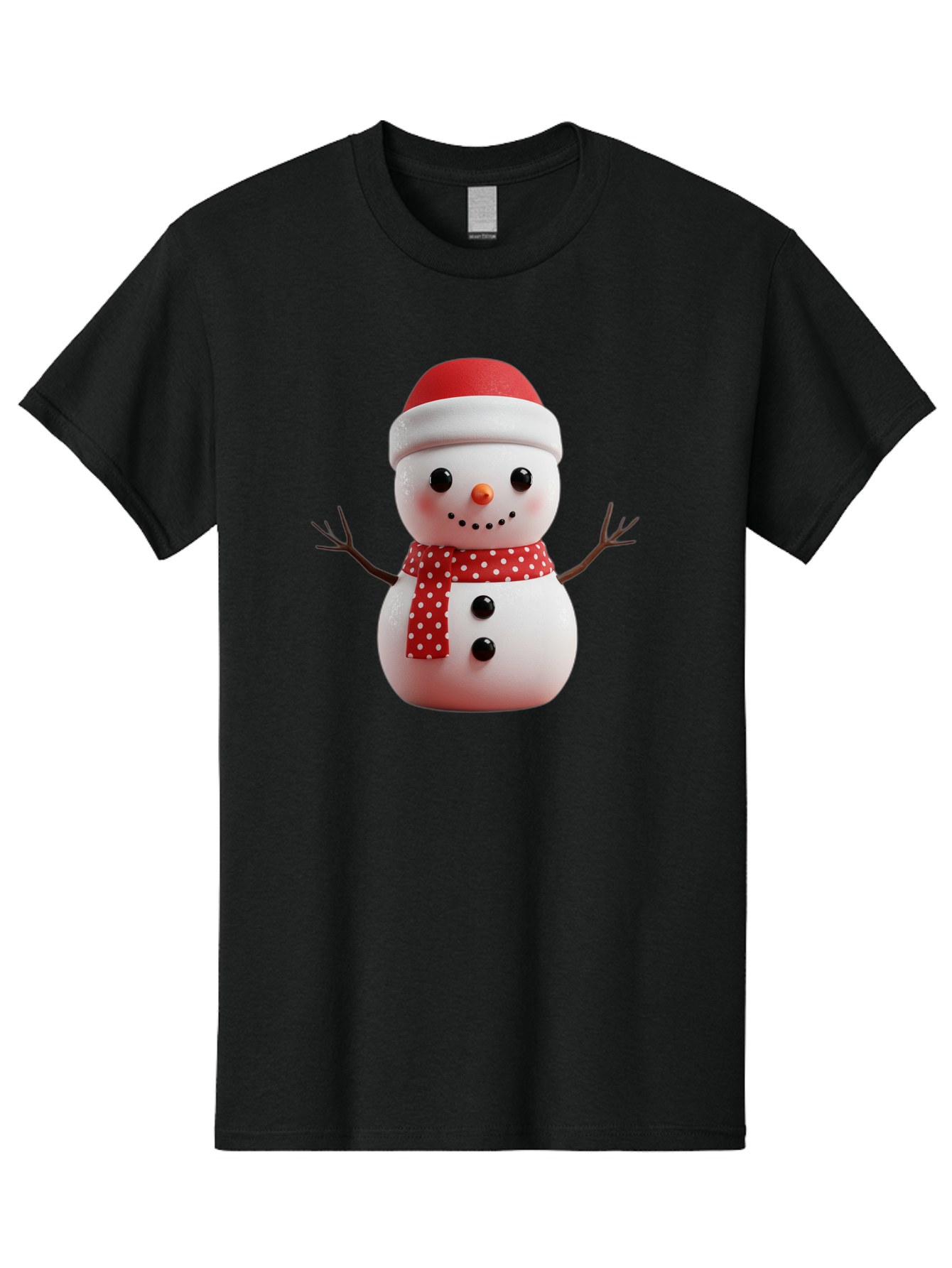 Snowman Men'S Graphic Tee, 100% Cotton, Comfortable Casual Summer Wear, Machine Washable, Snowman Figurine, Winter Decoration, Festive Snowman, Holiday Character, Red Scarf, White Polka Dots, Christmas Ornament, Snowman Charm, Bac445