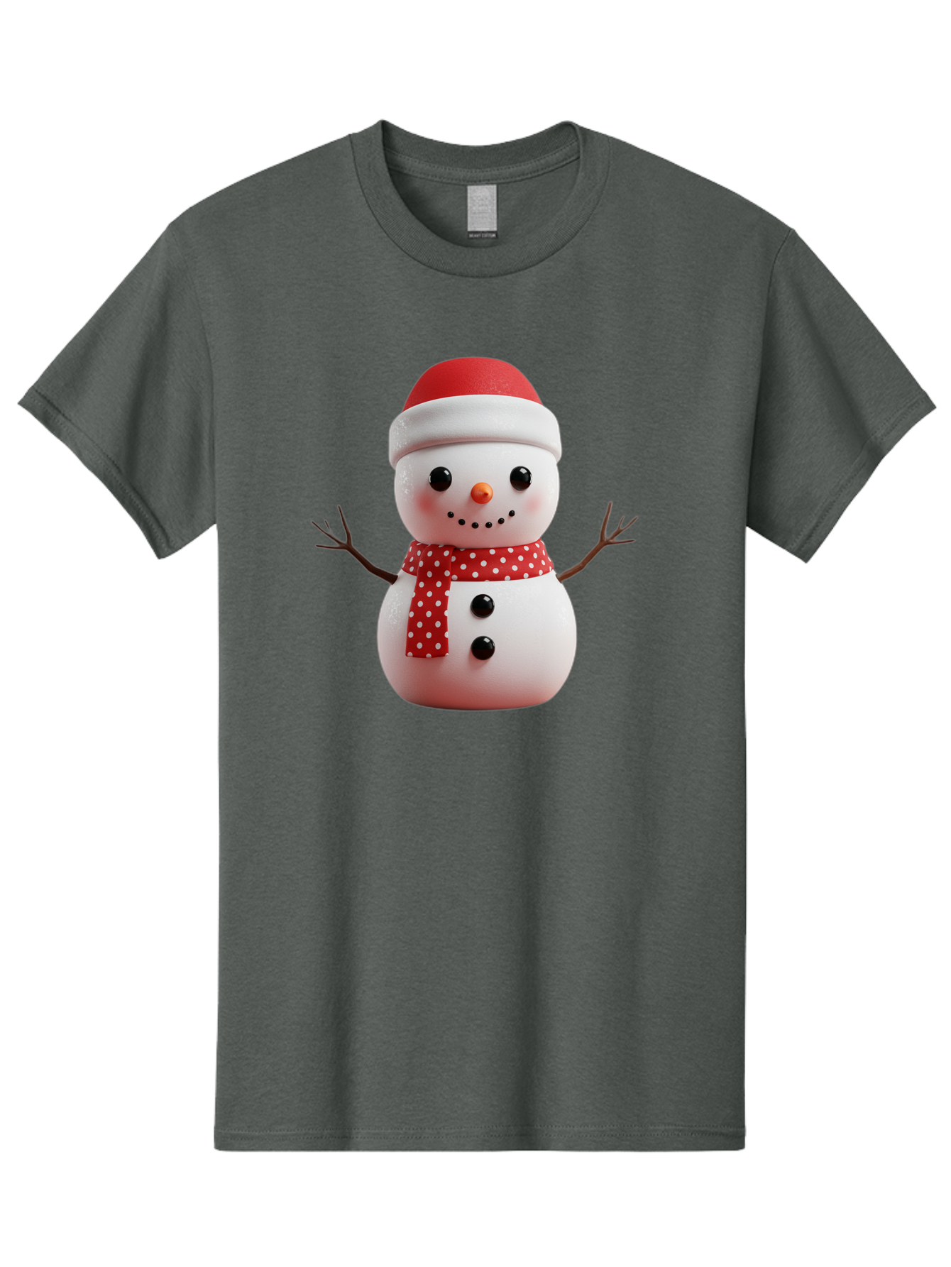 Snowman Men'S Graphic Tee, 100% Cotton, Comfortable Casual Summer Wear, Machine Washable, Snowman Figurine, Winter Decoration, Festive Snowman, Holiday Character, Red Scarf, White Polka Dots, Christmas Ornament, Snowman Charm, Bac445