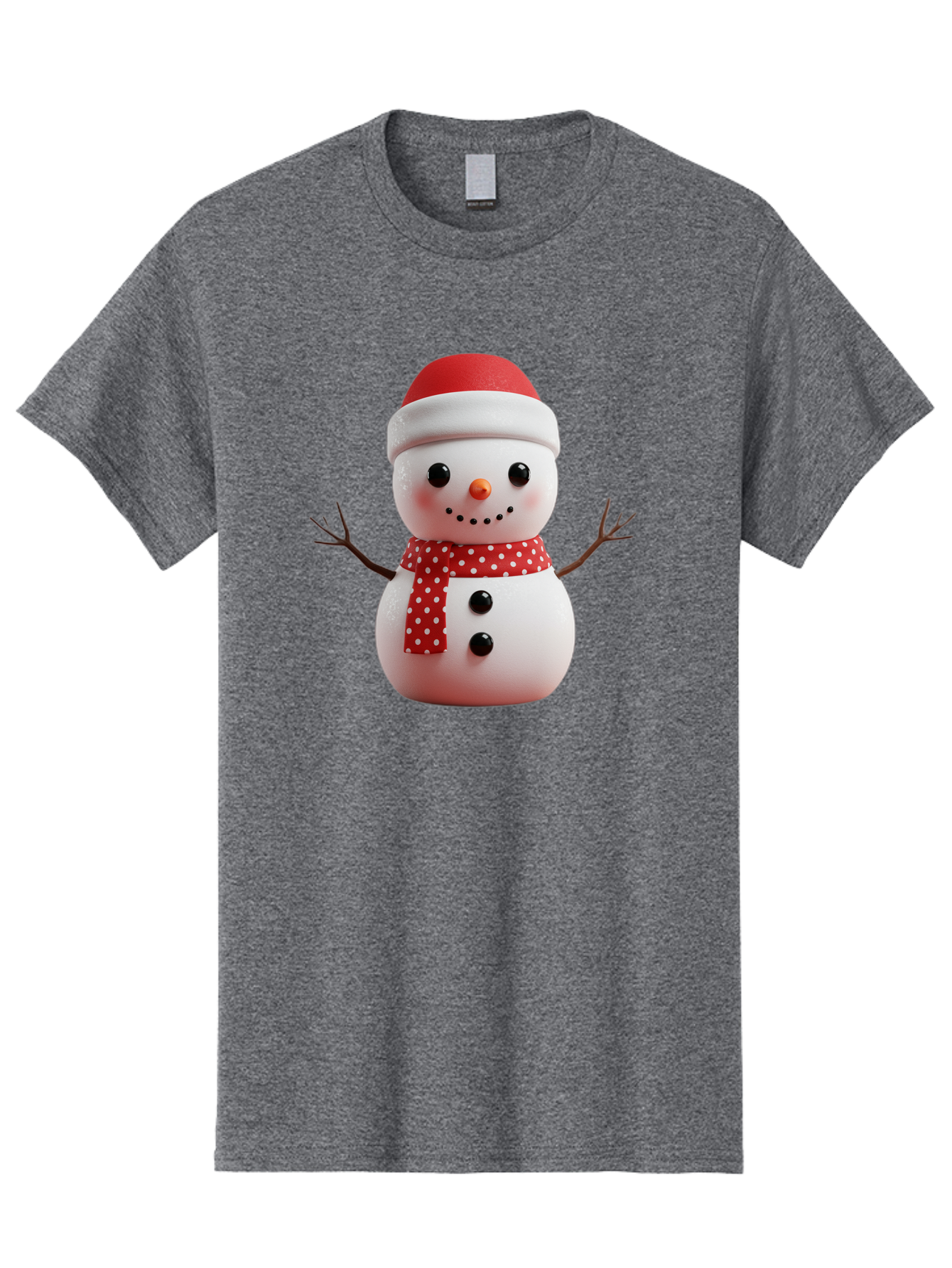 Snowman Men'S Graphic Tee, 100% Cotton, Comfortable Casual Summer Wear, Machine Washable, Snowman Figurine, Winter Decoration, Festive Snowman, Holiday Character, Red Scarf, White Polka Dots, Christmas Ornament, Snowman Charm, Bac445