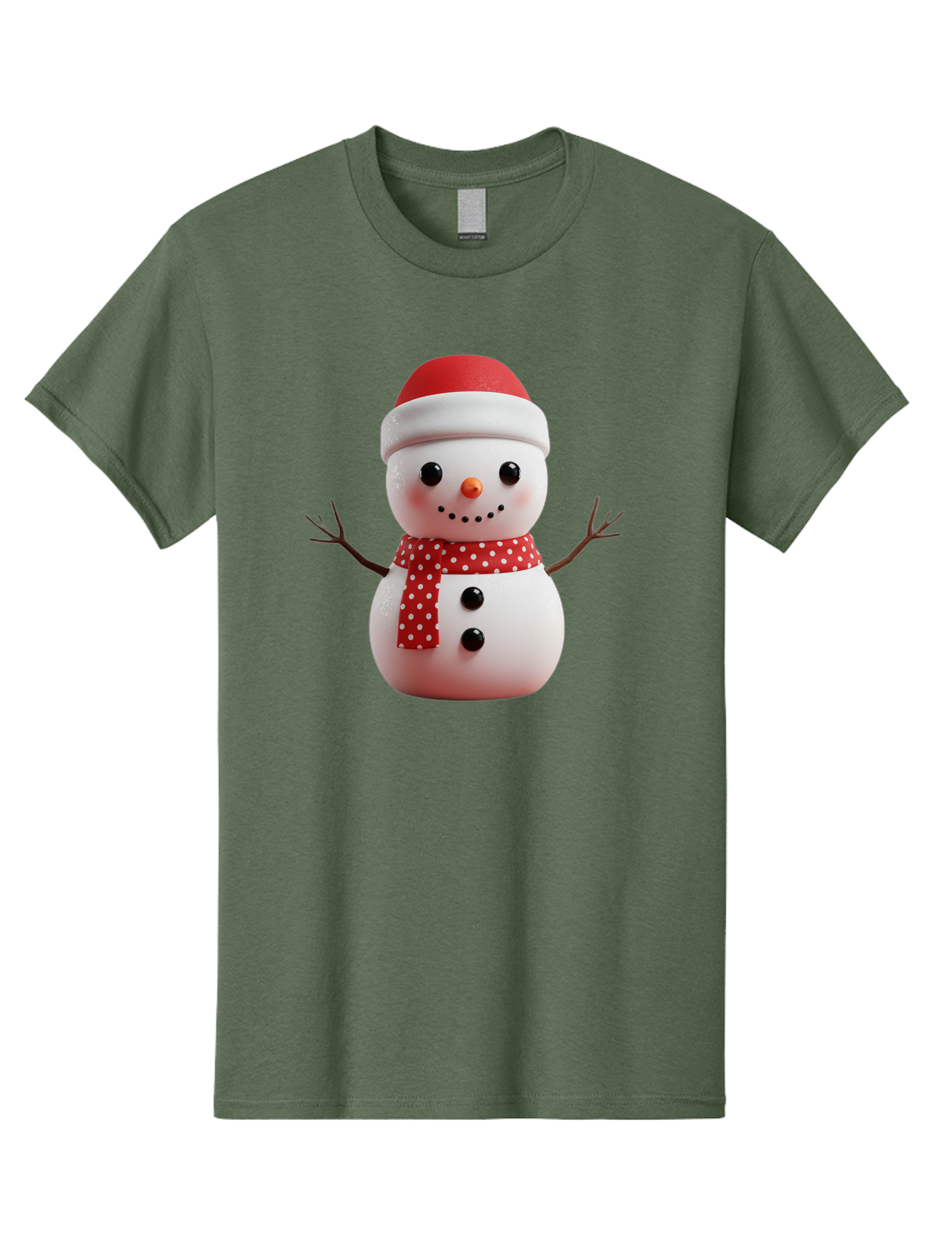 Snowman Men'S Graphic Tee, 100% Cotton, Comfortable Casual Summer Wear, Machine Washable, Snowman Figurine, Winter Decoration, Festive Snowman, Holiday Character, Red Scarf, White Polka Dots, Christmas Ornament, Snowman Charm, Bac445