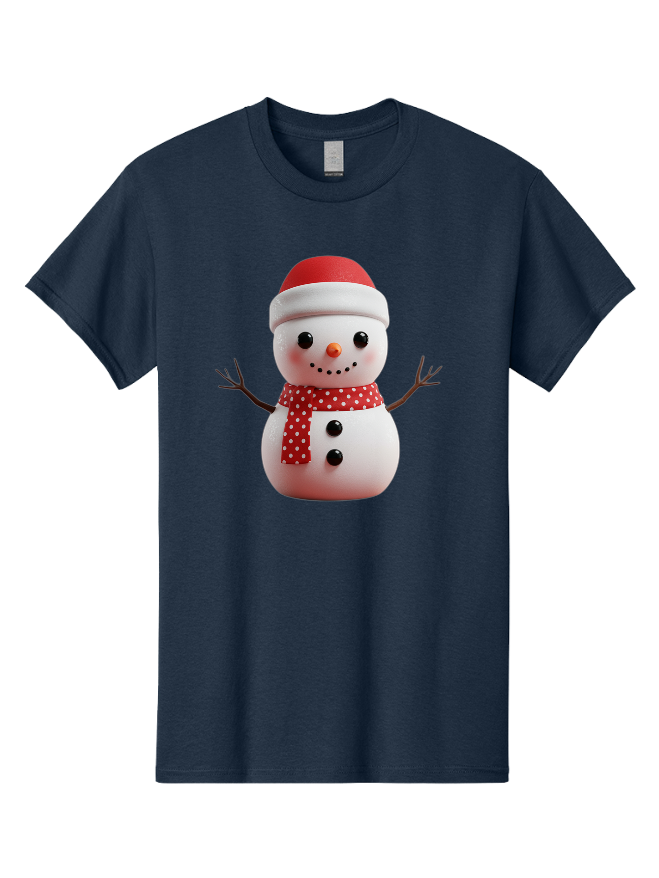 Snowman Men'S Graphic Tee, 100% Cotton, Comfortable Casual Summer Wear, Machine Washable, Snowman Figurine, Winter Decoration, Festive Snowman, Holiday Character, Red Scarf, White Polka Dots, Christmas Ornament, Snowman Charm, Bac445